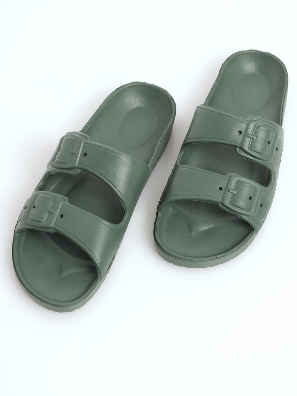Fully Moulded EVA Buckle Mule Sandal - Sage