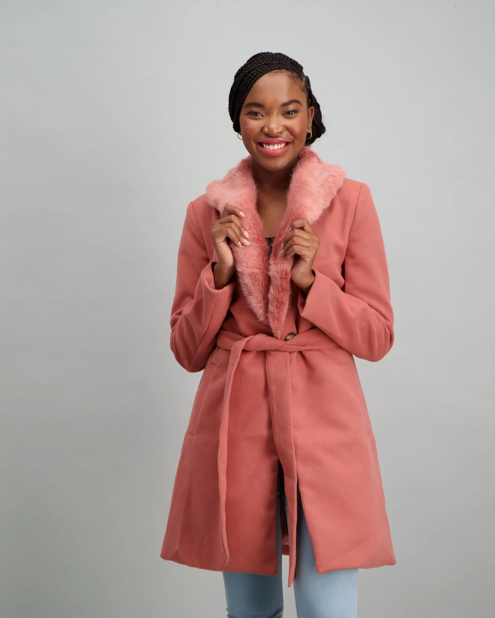 Fur Colour Melton Jacket - Blush