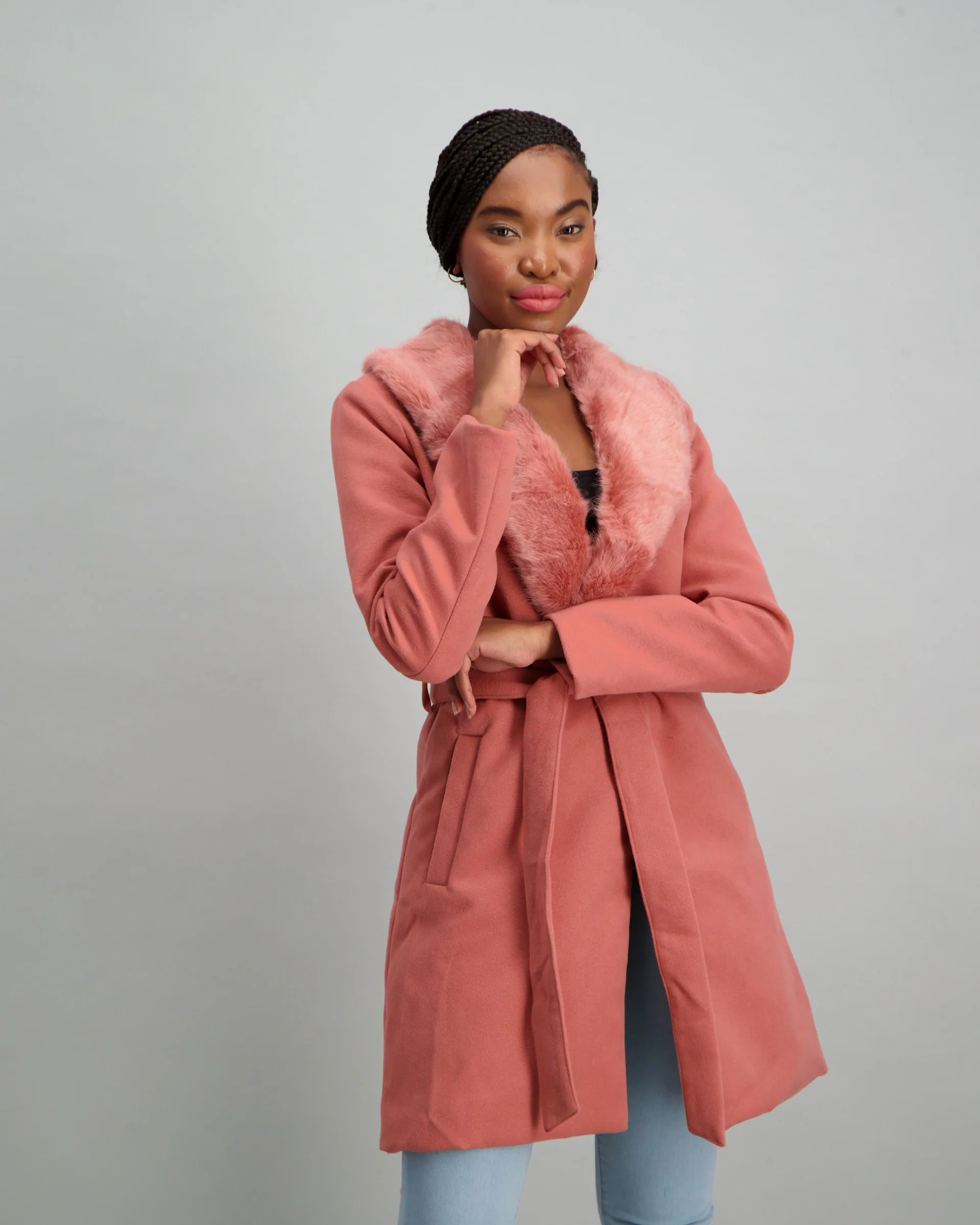 Fur Colour Melton Jacket - Blush - Image 2