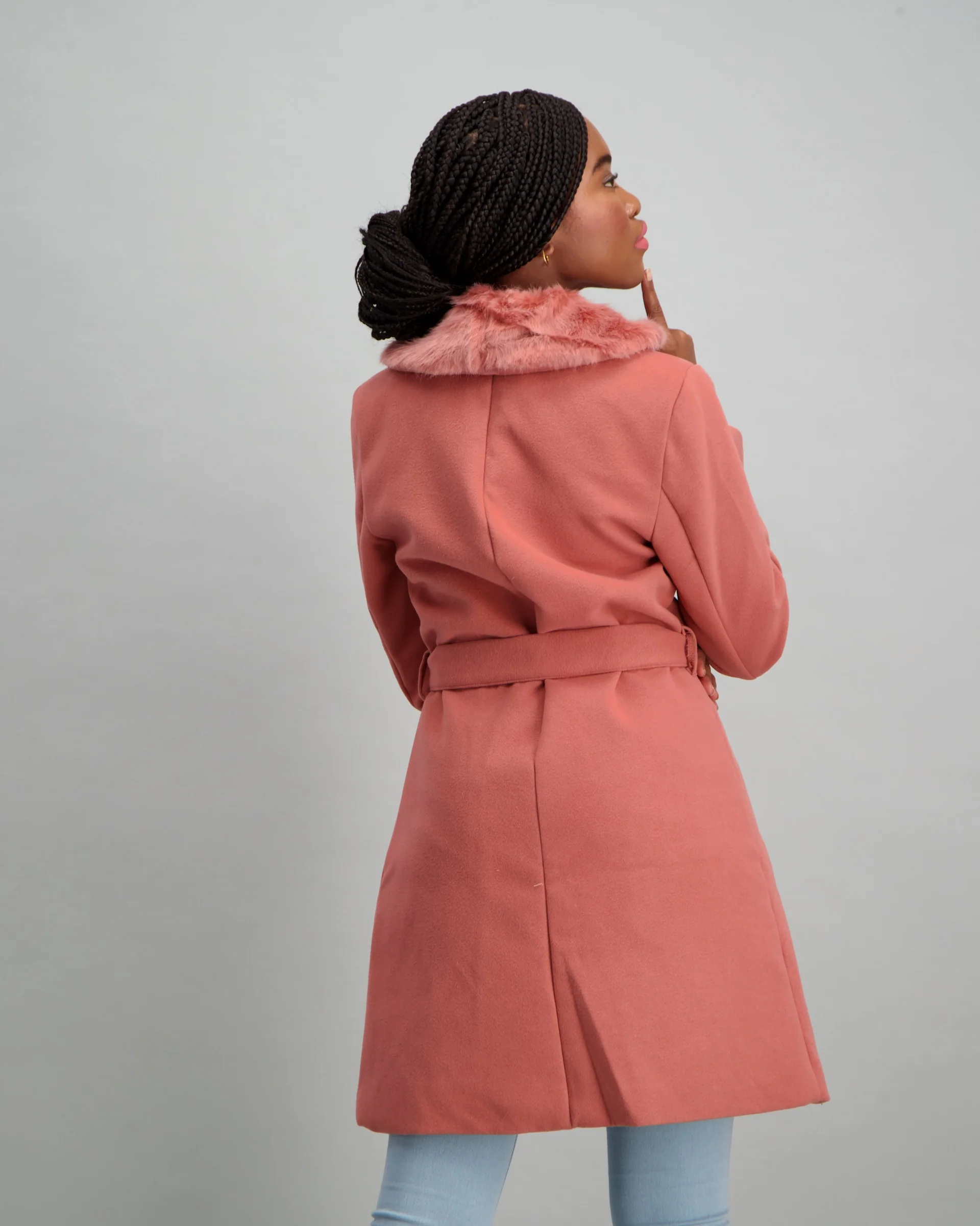 Fur Colour Melton Jacket - Blush - Image 3