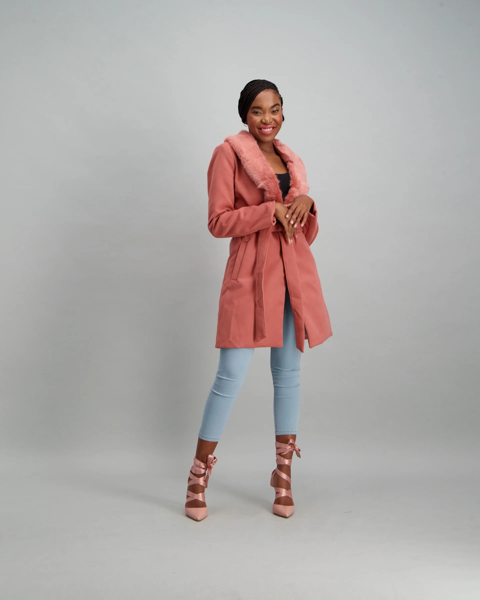 Fur Colour Melton Jacket - Blush - Image 4
