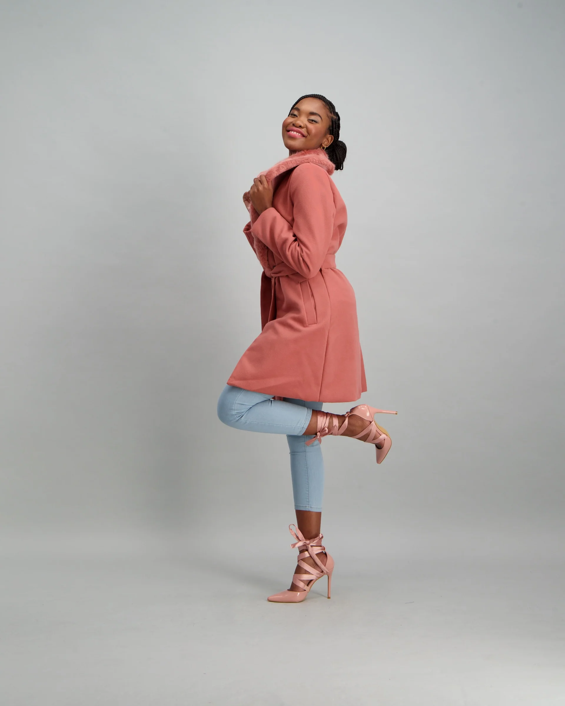 Fur Colour Melton Jacket - Blush - Image 6