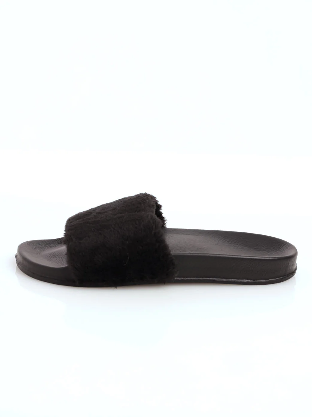 Fur Slide Sandal - Black - Image 2