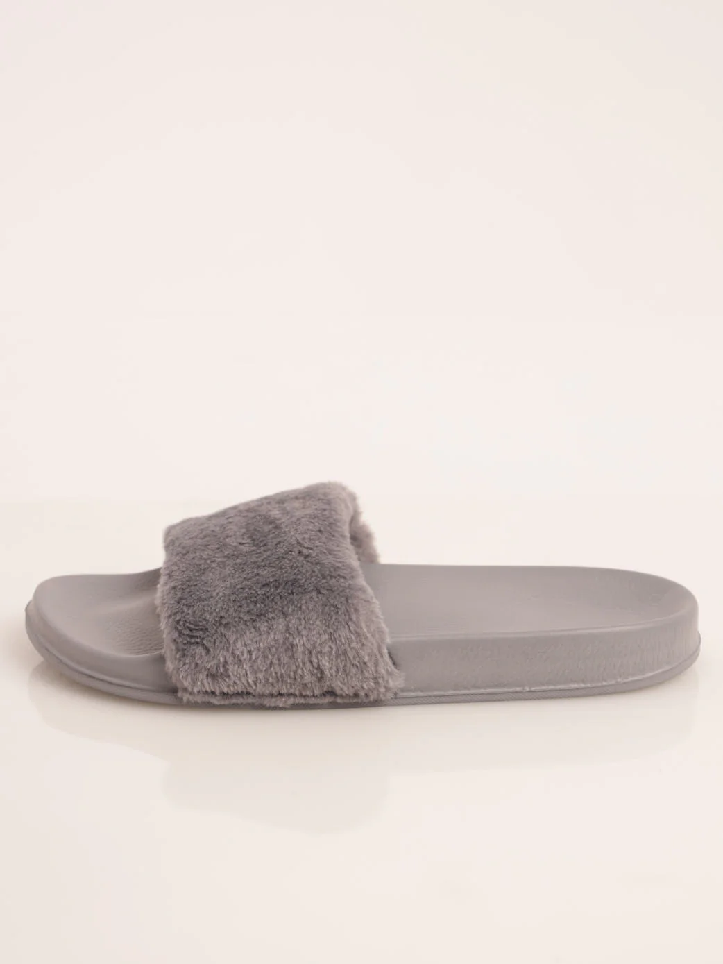 Fur Slide Sandal - Grey - Image 2