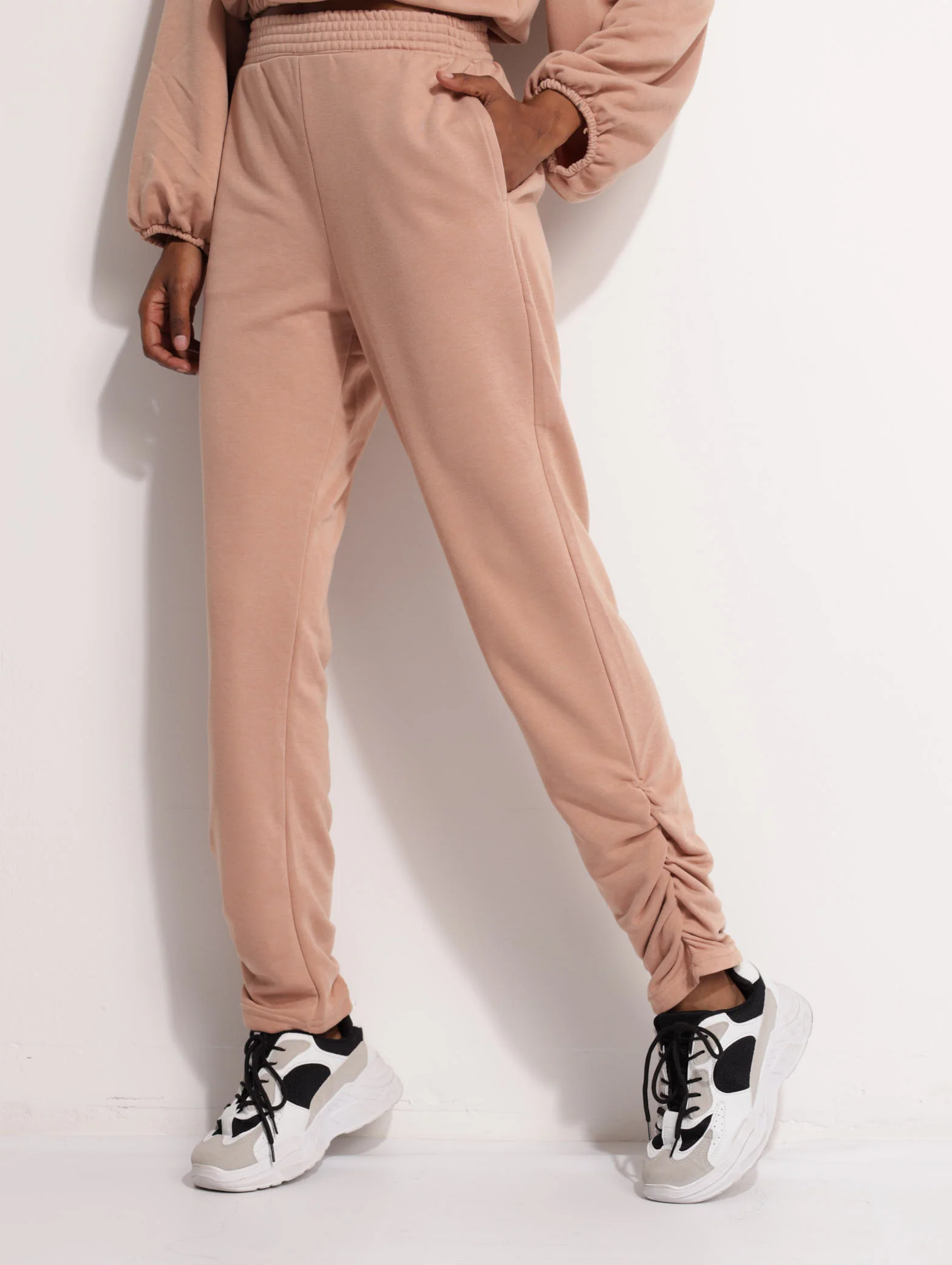 Gauged Hem Jogger - Stone - Image 3