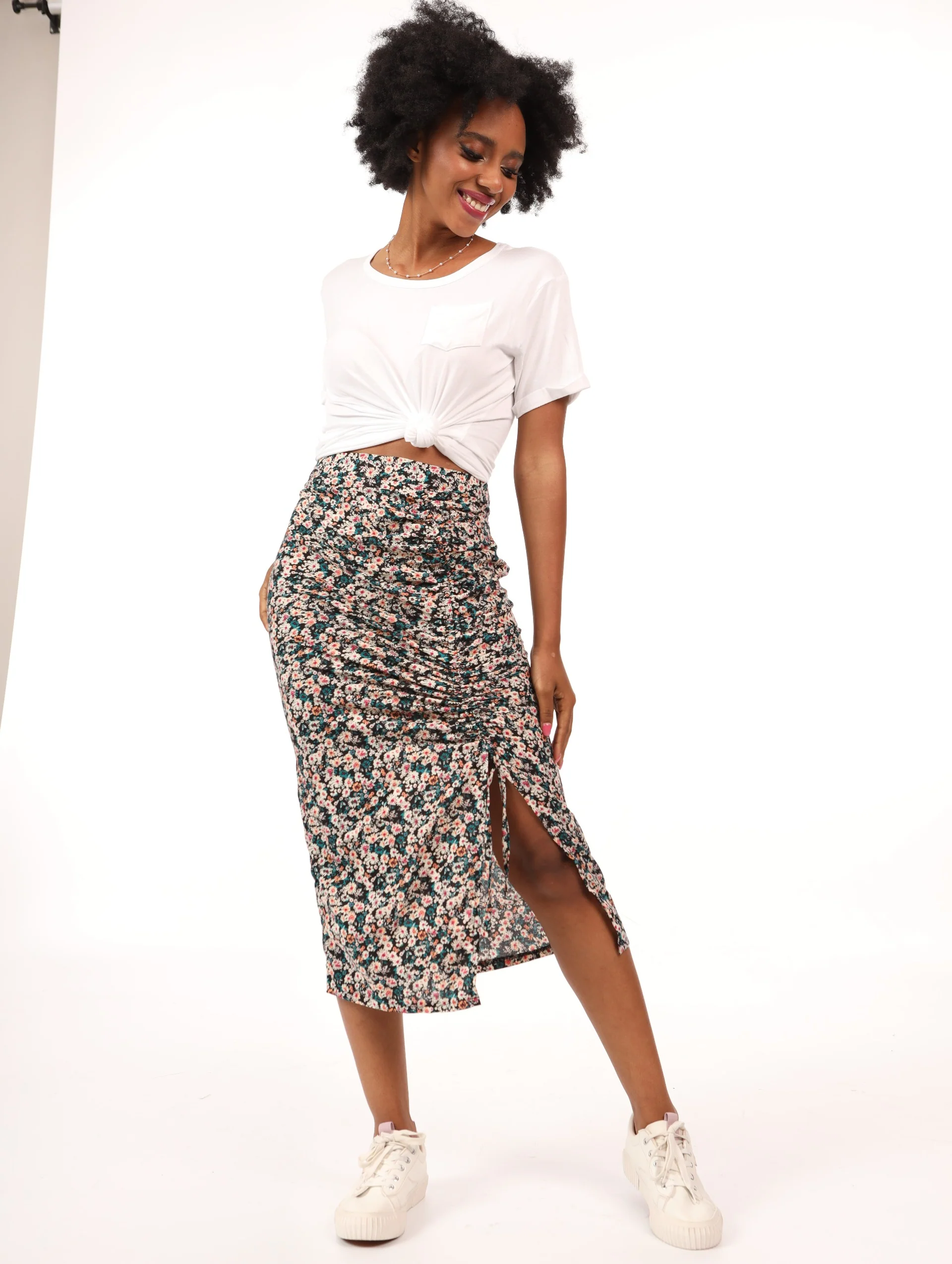 Gauged Thigh Midi Skirt - Image 2