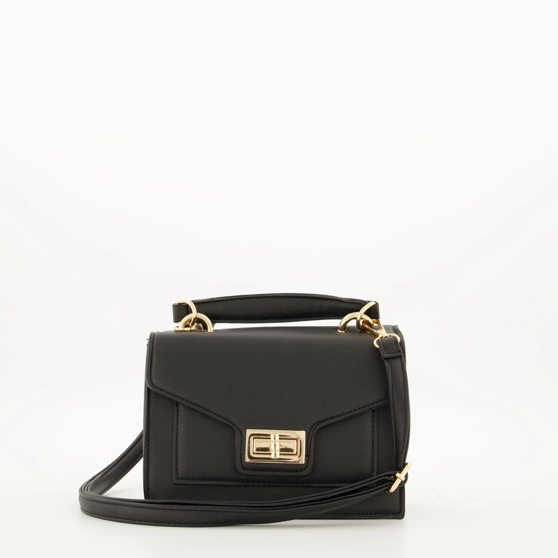 Gold Clasp Top Handle Satchel - Image 2