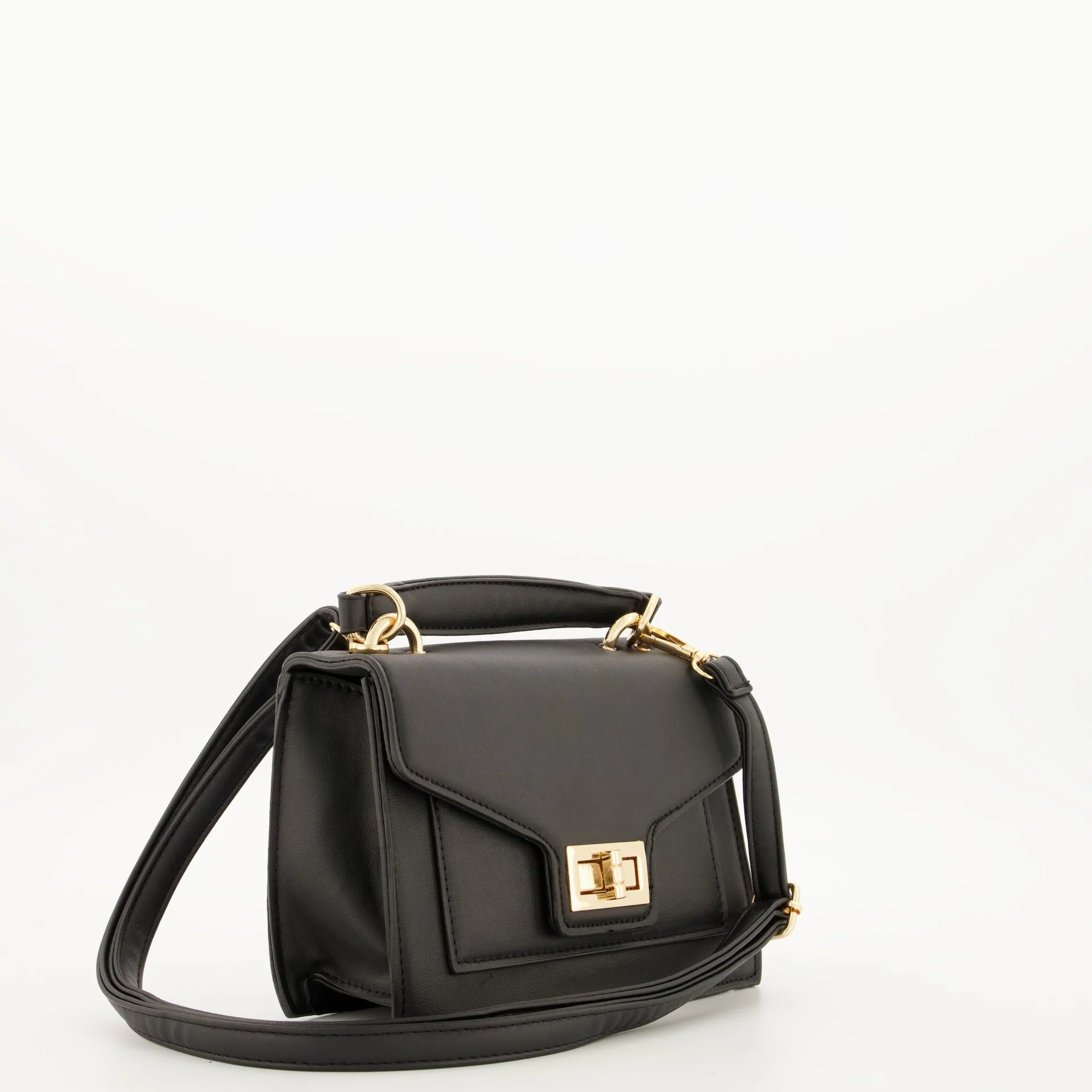 Gold Clasp Top Handle Satchel - Image 3