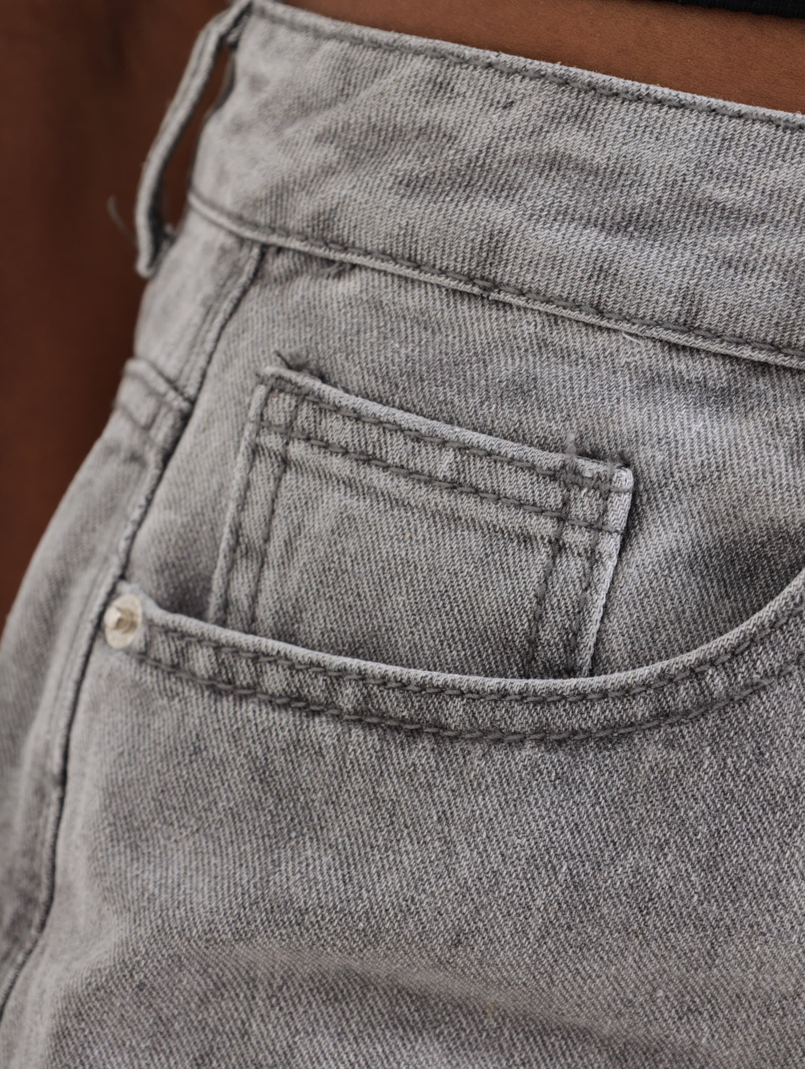 Grey Slash Knee Mom Denim Jean - Image 5