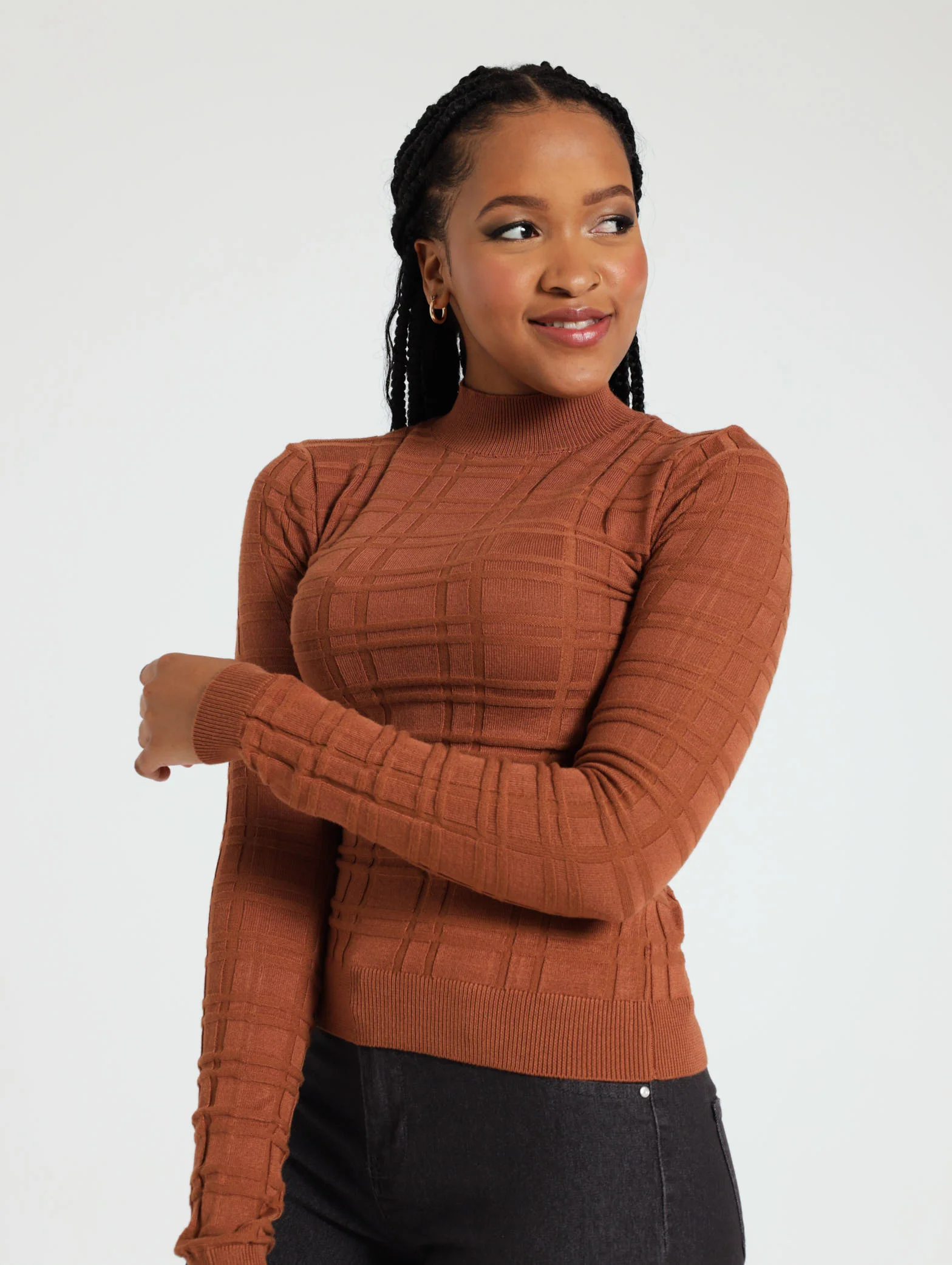 Gridlock Check Pullover - Brown