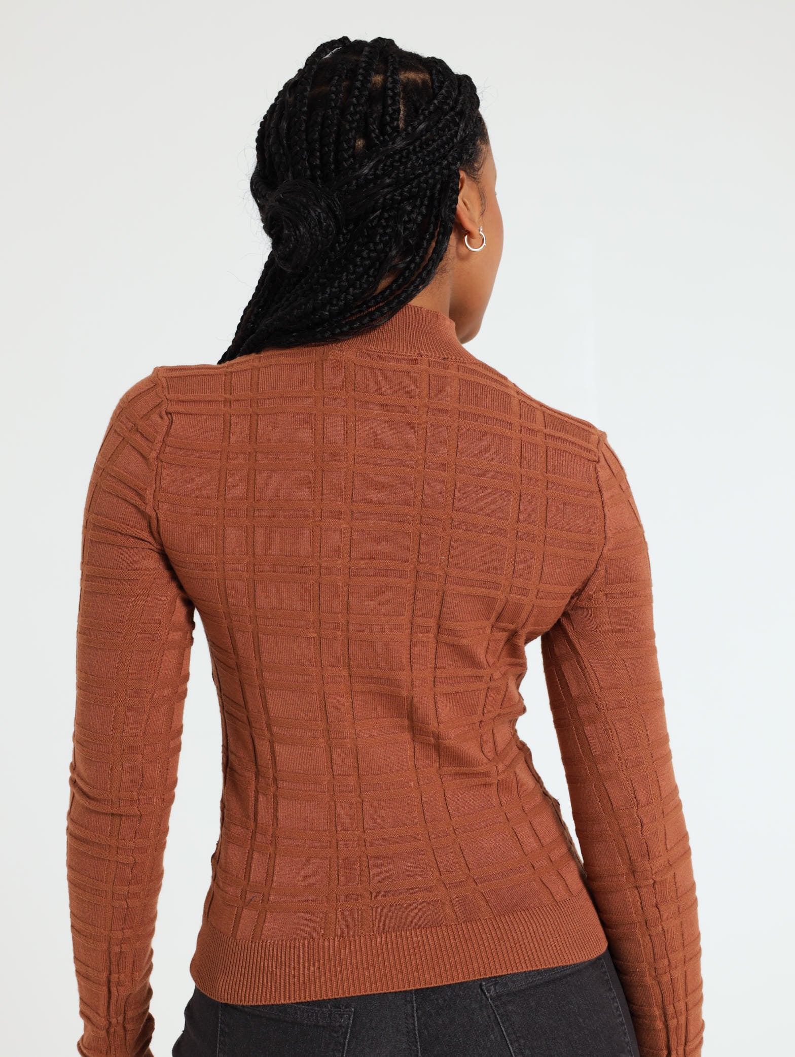 Gridlock Check Pullover - Brown - Image 3