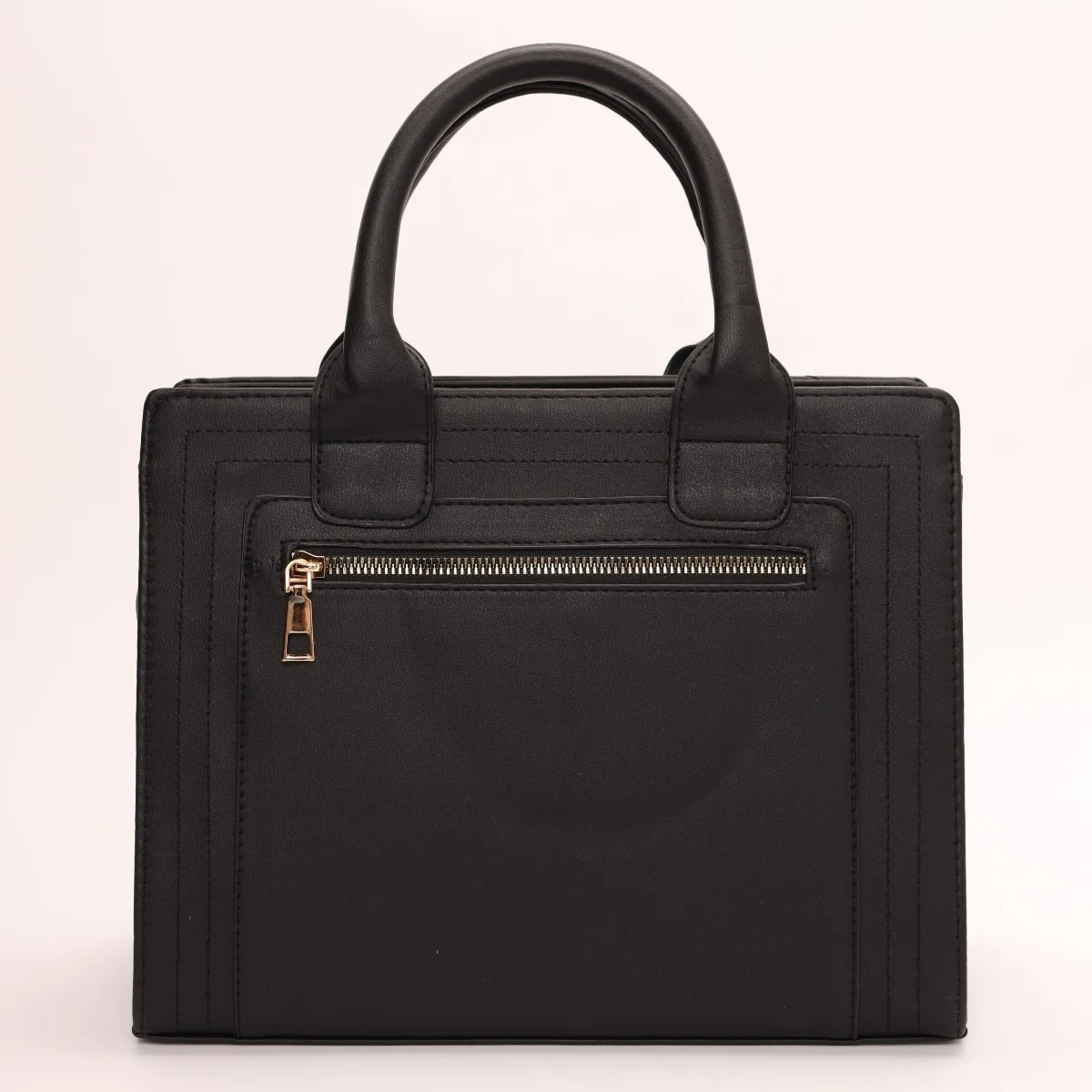 Handheld Zip Boxy Tote-Black - Image 3