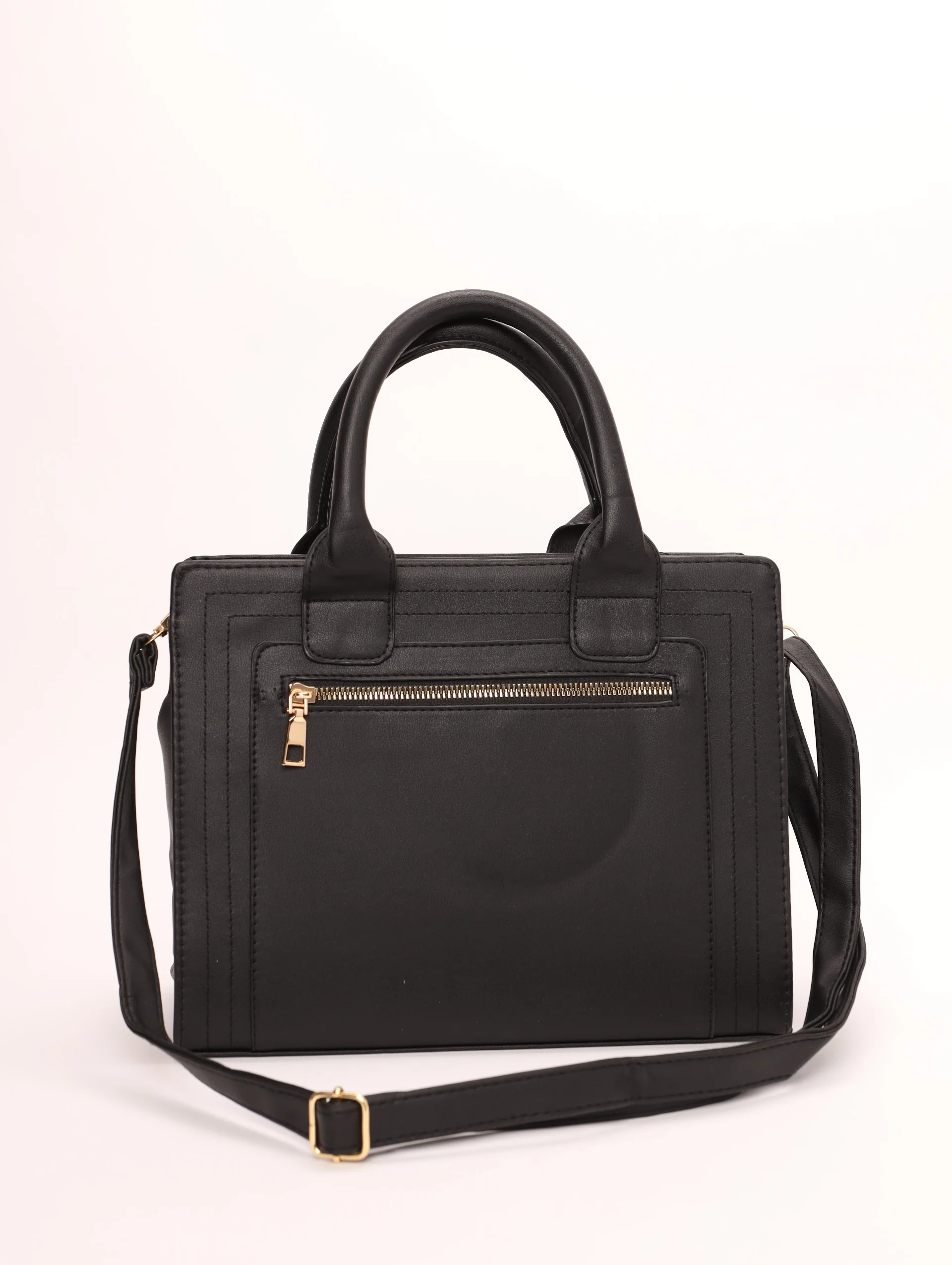 Handheld Zip Boxy Tote-Black - Image 4