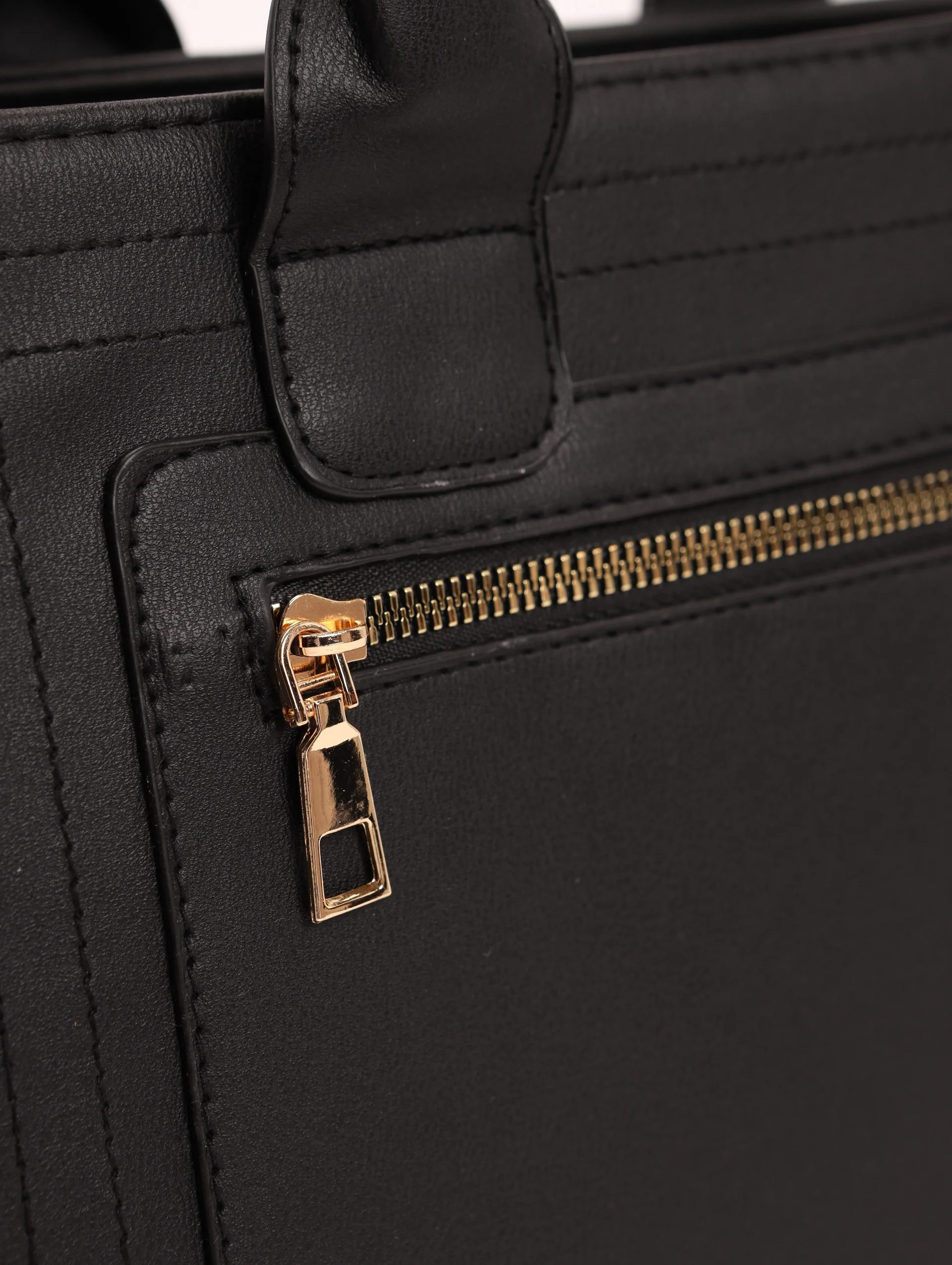 Handheld Zip Boxy Tote-Black - Image 7
