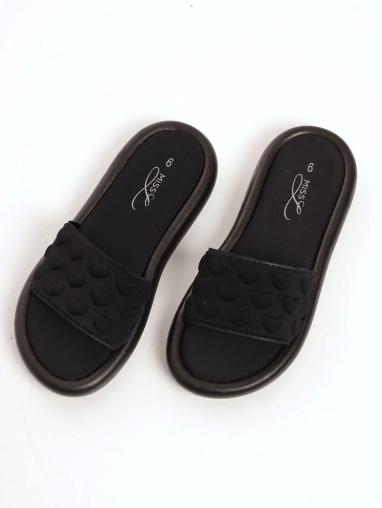 Heart Bubble Mule Sandal - Black