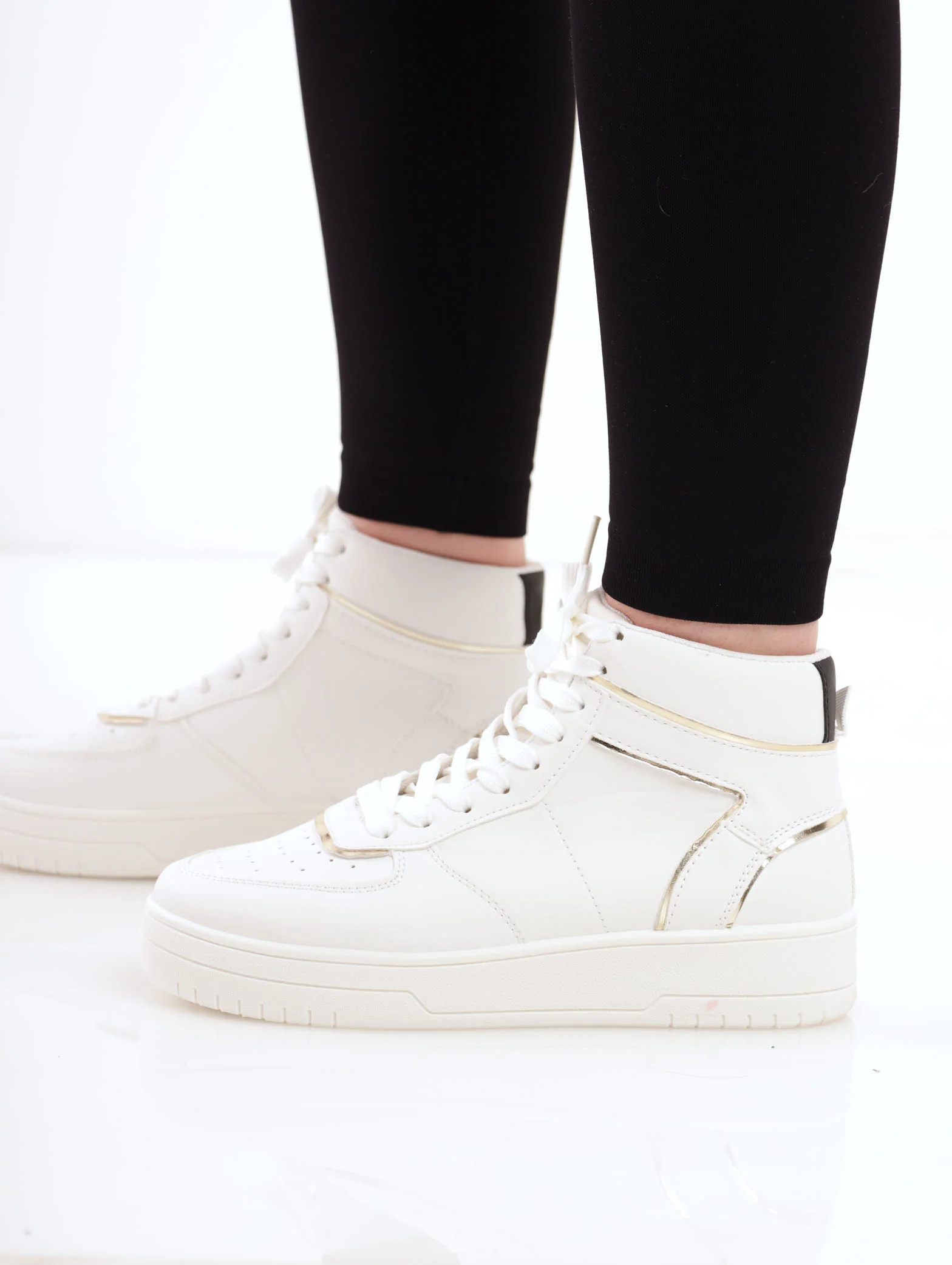 Hi-Top Sneaker With Metallic Detail - White - Image 2