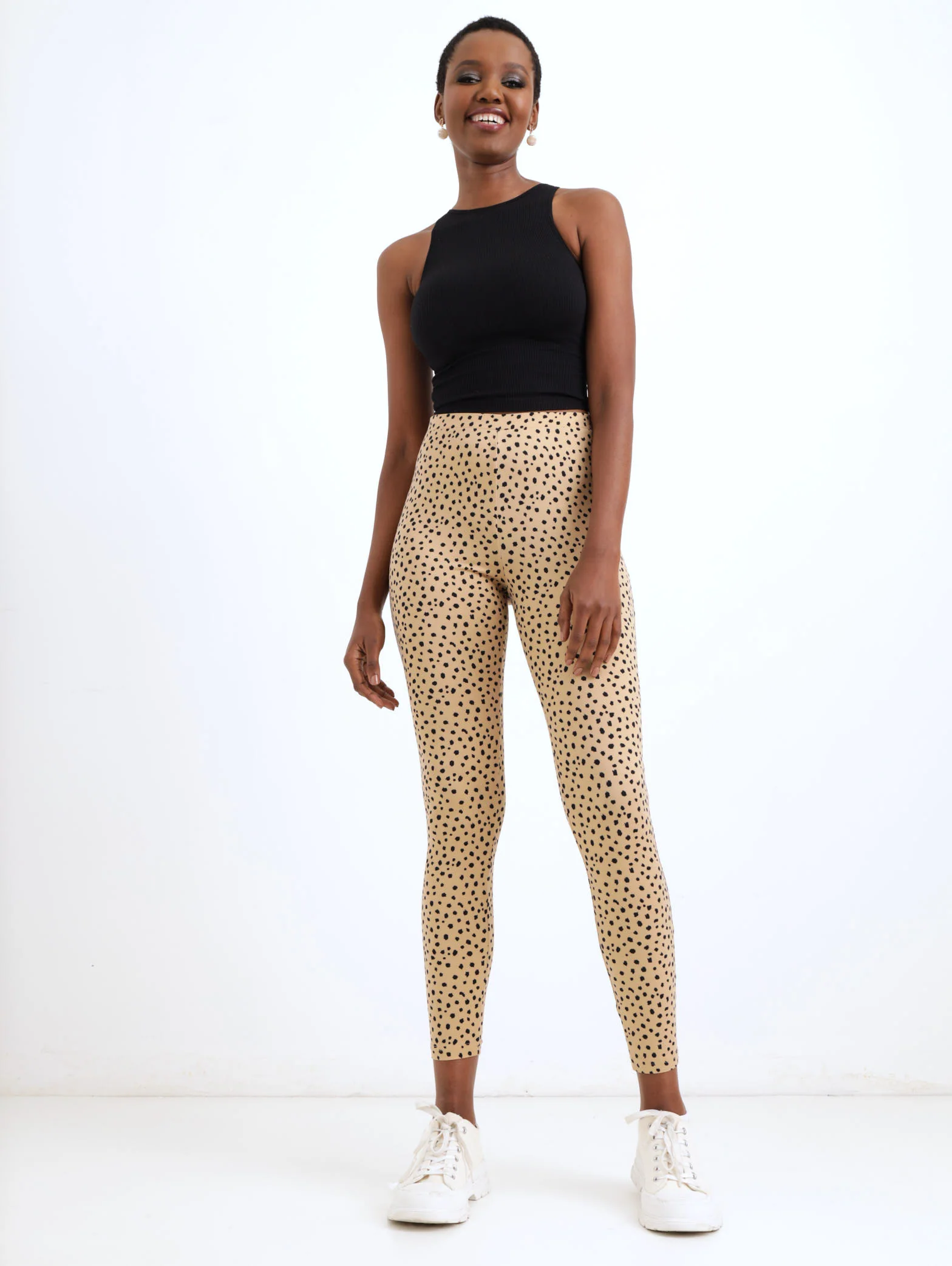 Hi-Waist Animal Legging - Stone - Image 2
