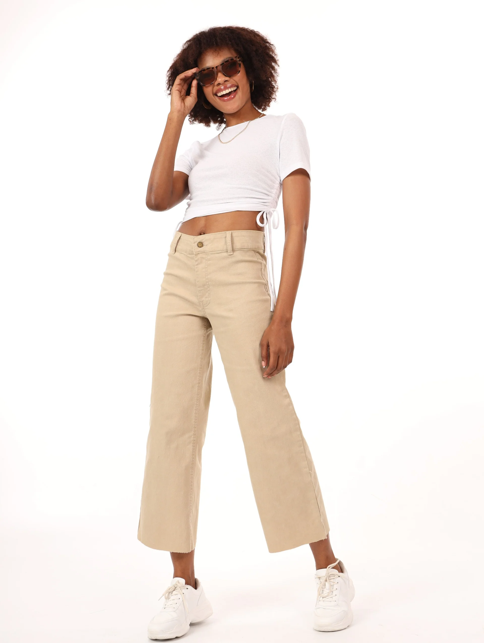 Hi-Waist Culotte - Stone - Image 2