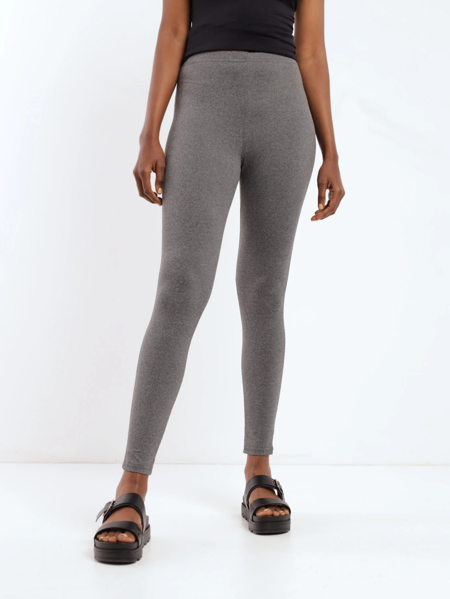 Hi-Waist Legging - Charcoal Melange - Image 2
