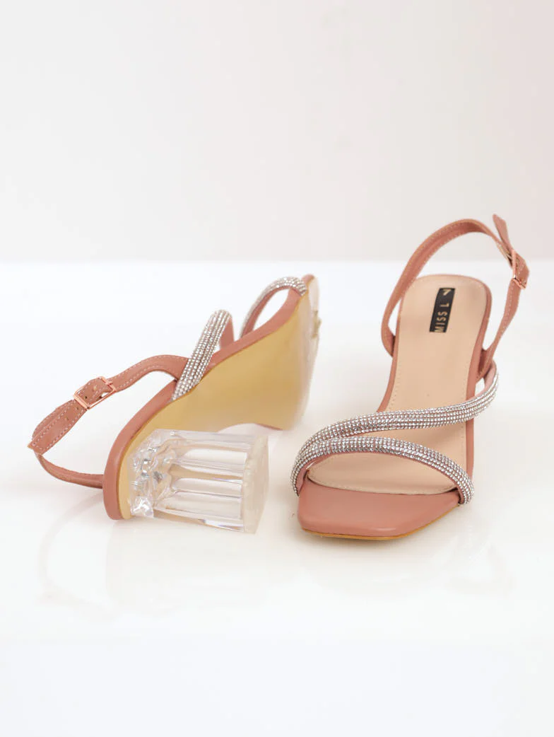 High Perspex Block Heel - Rose Gold