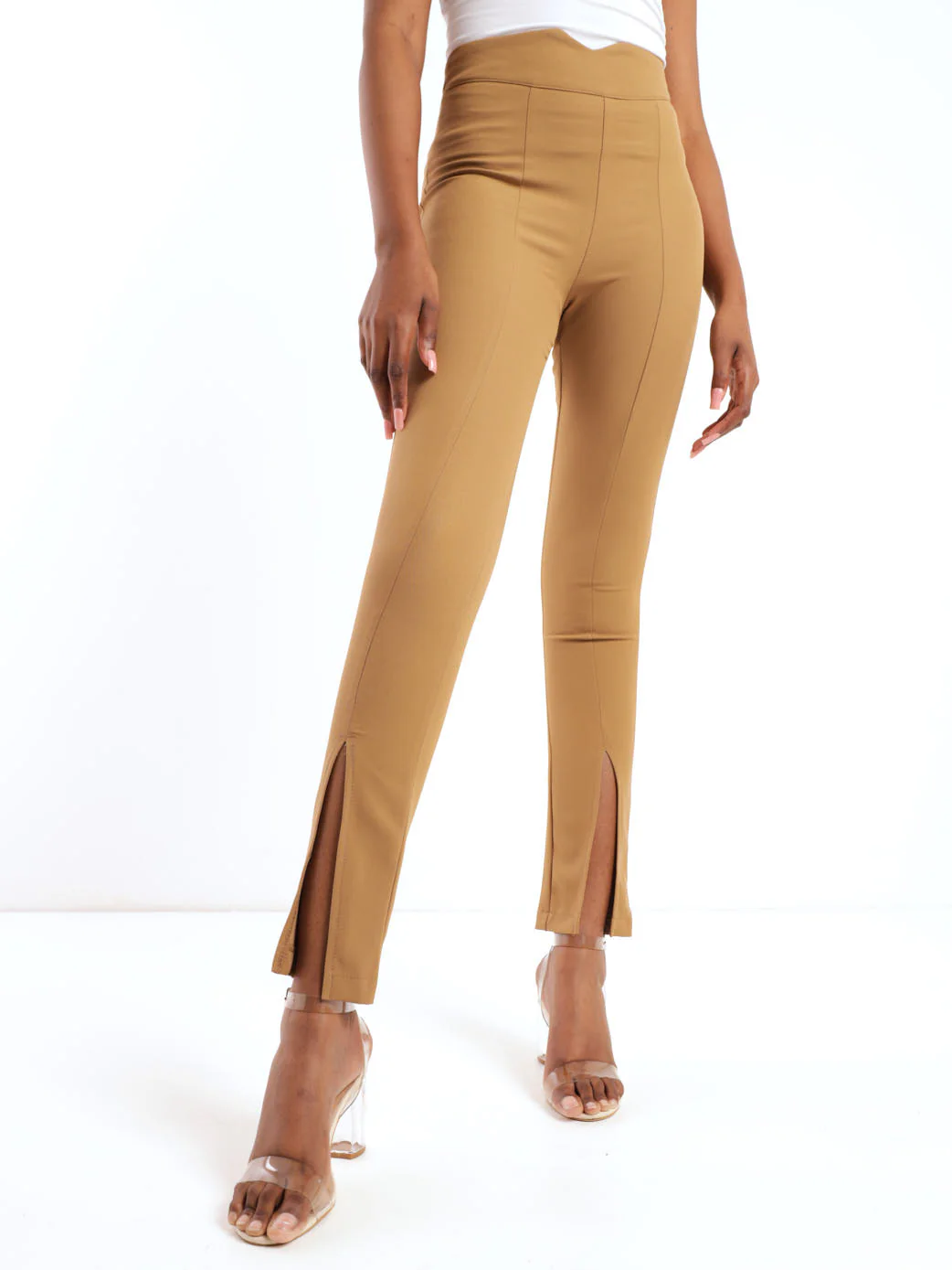 High-Waisted Slim Leg Pant - Tobacco