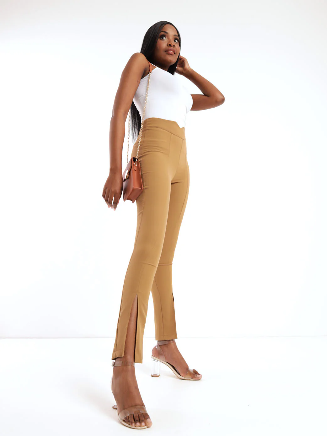 High-Waisted Slim Leg Pant - Tobacco - Image 2