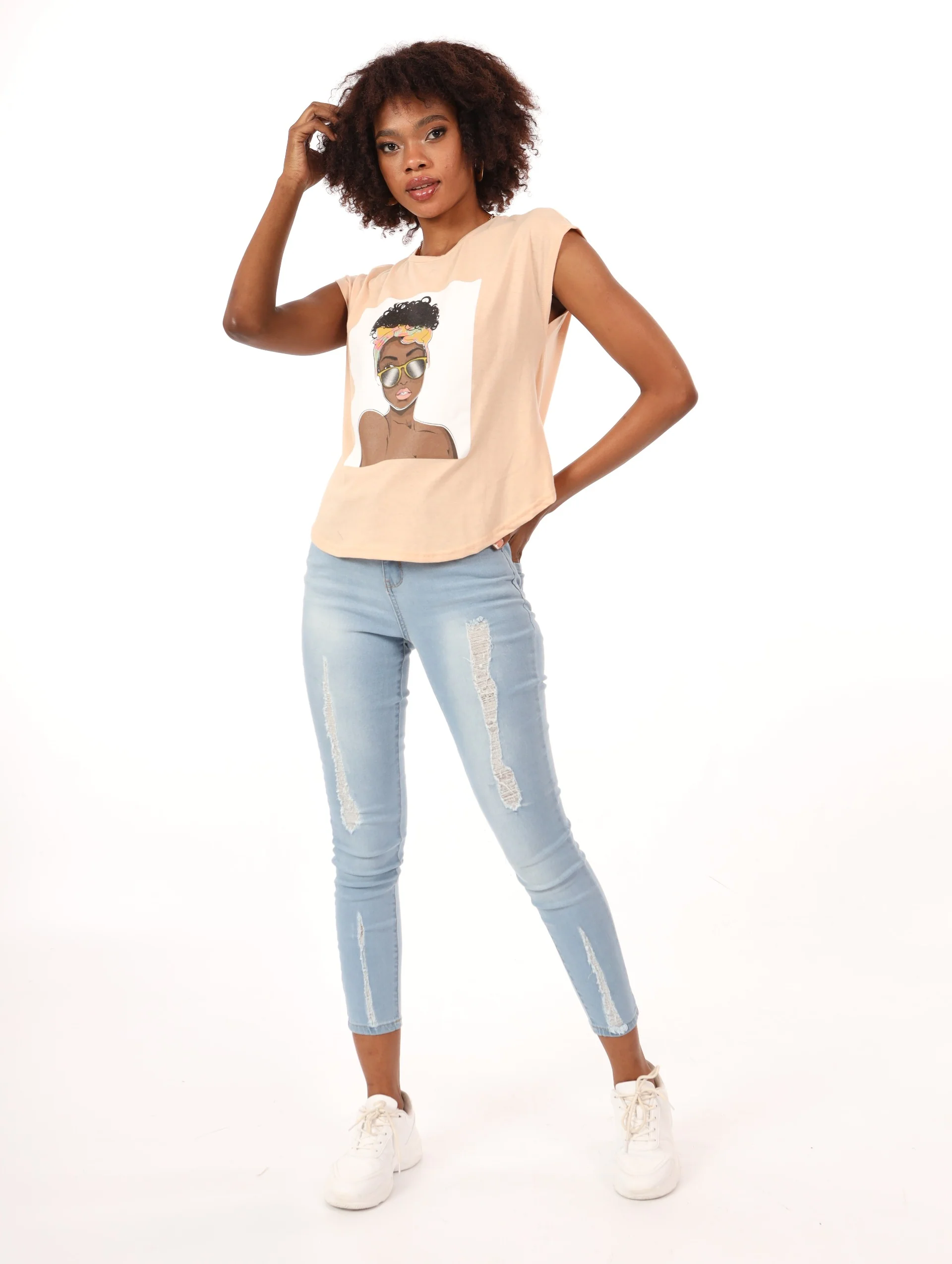 Icon Sunglass Lady Tee - Stone - Image 2