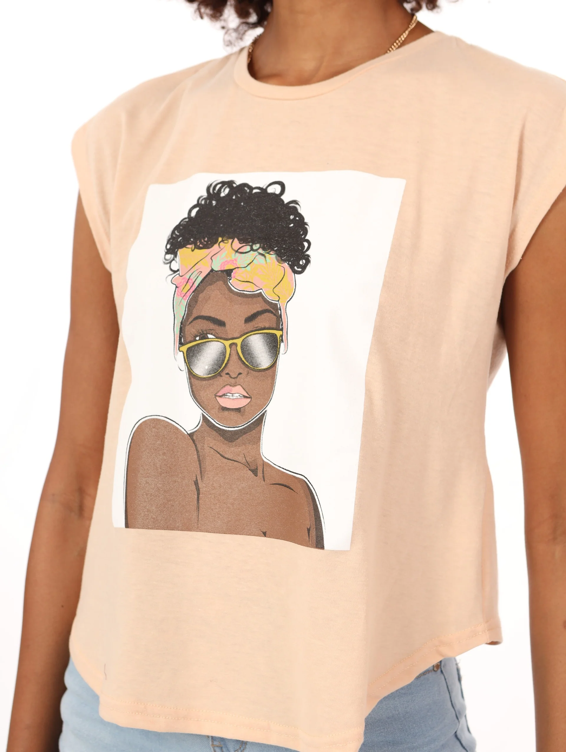 Icon Sunglass Lady Tee - Stone - Image 5