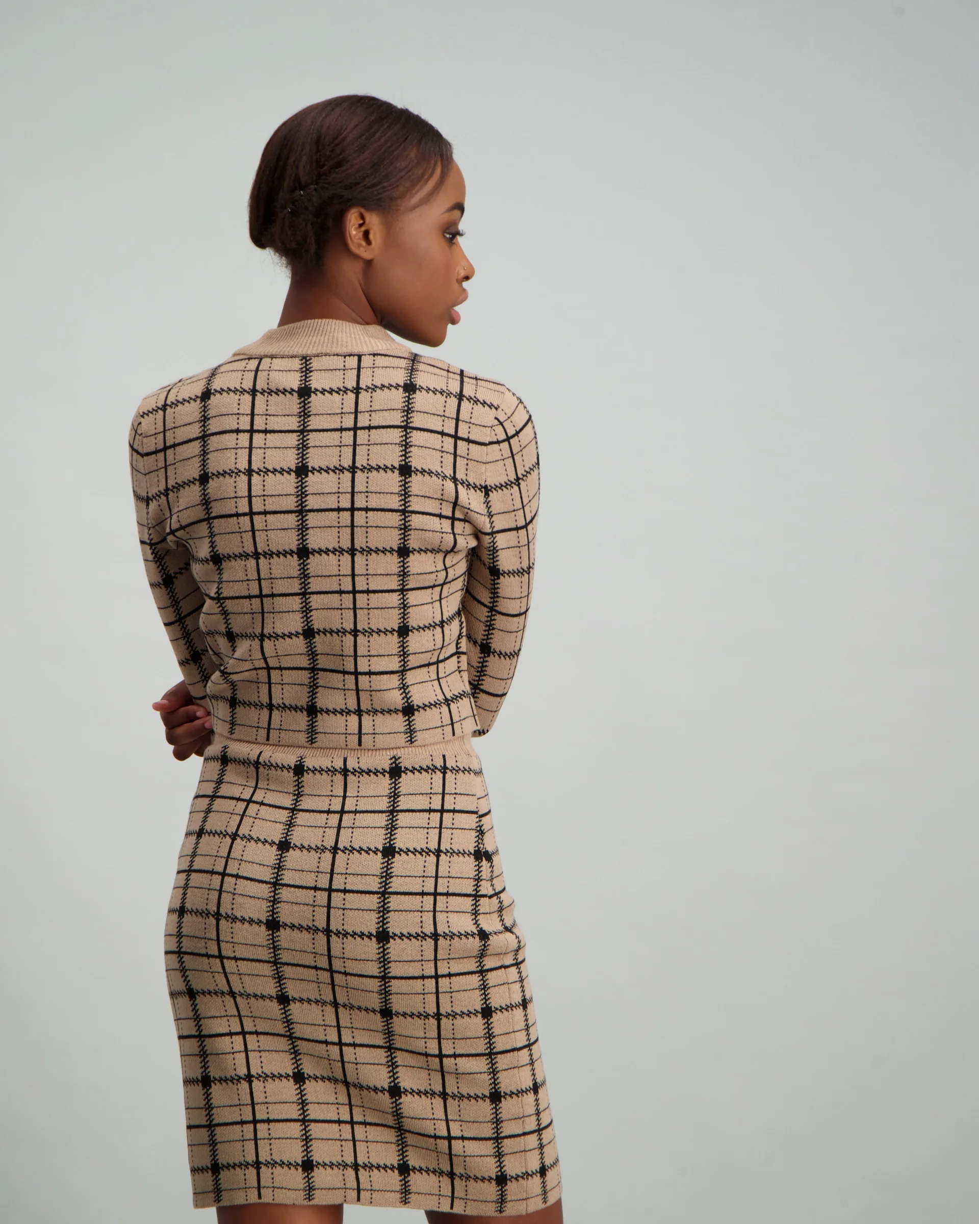 Jacquard Turtle Neck Set - Stone - Image 4