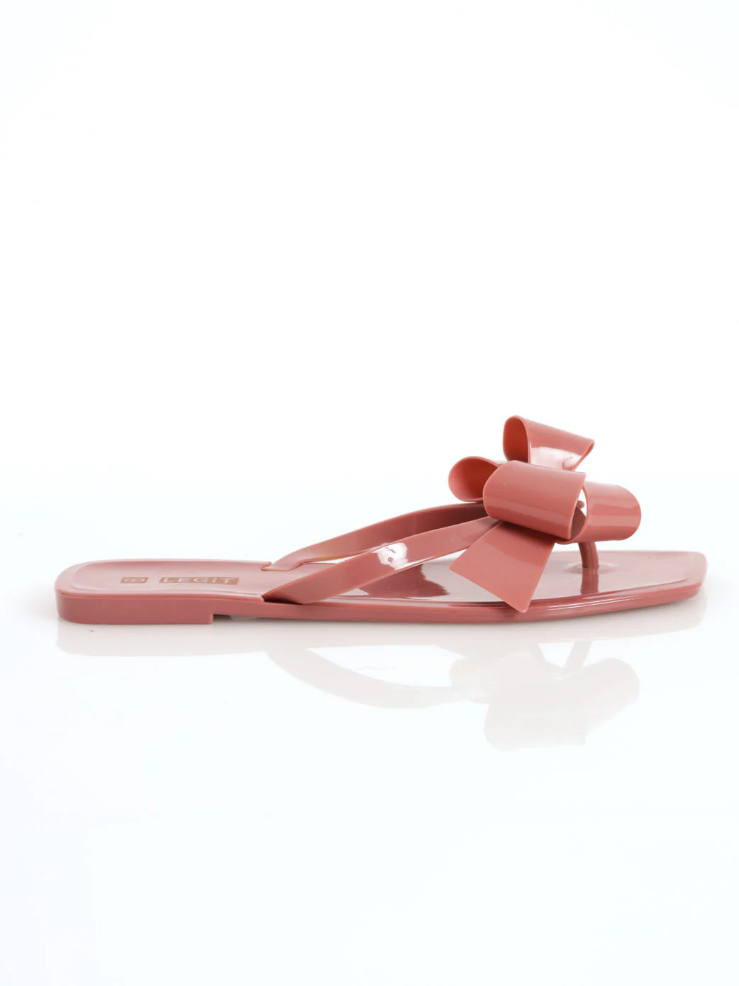 Jelly Thong Sandal With Elaborate Bow - Dark Blush - Image 2