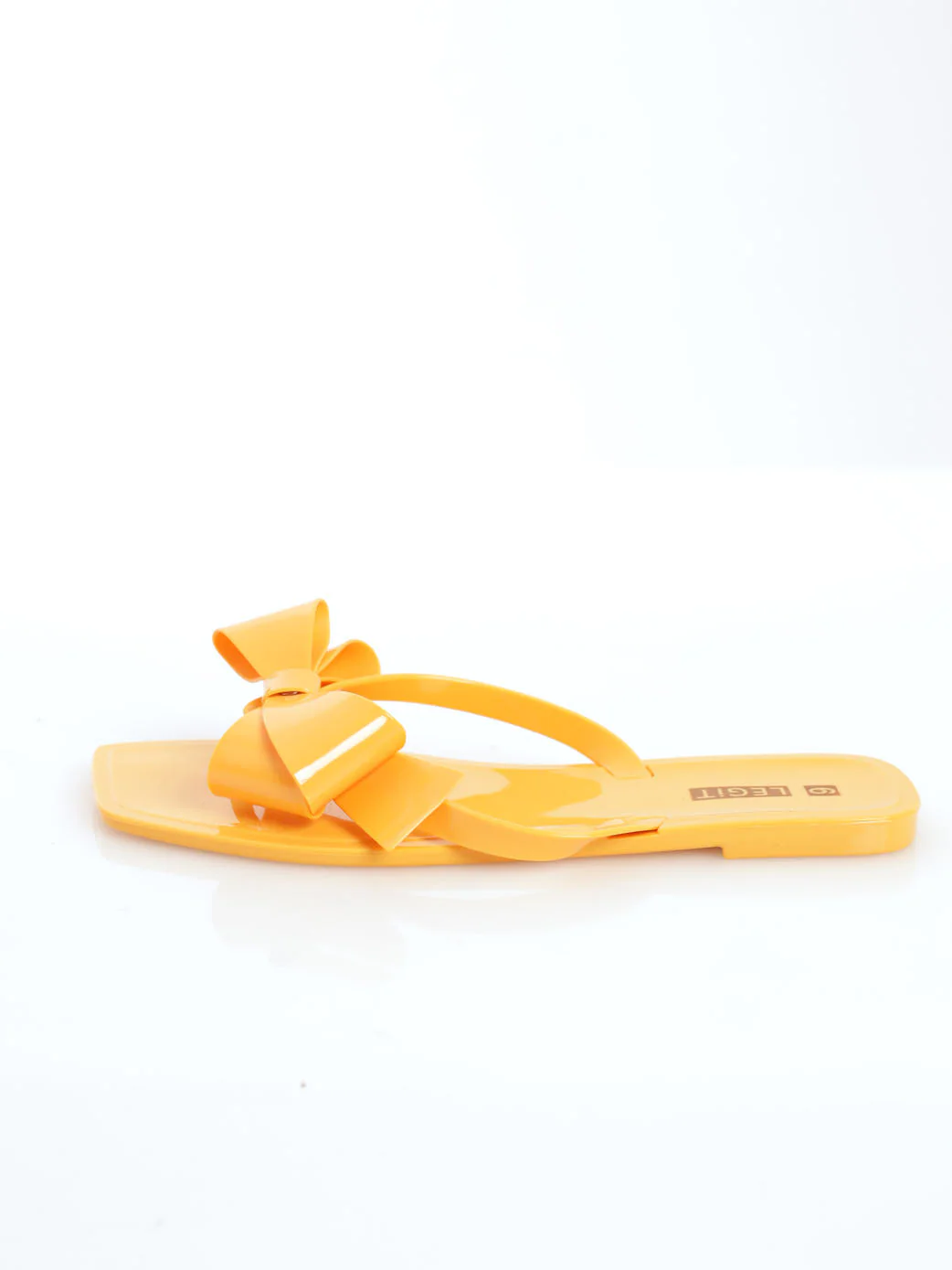 Jelly Thong Sandal With Elaborate Bow - Mustard - Image 2