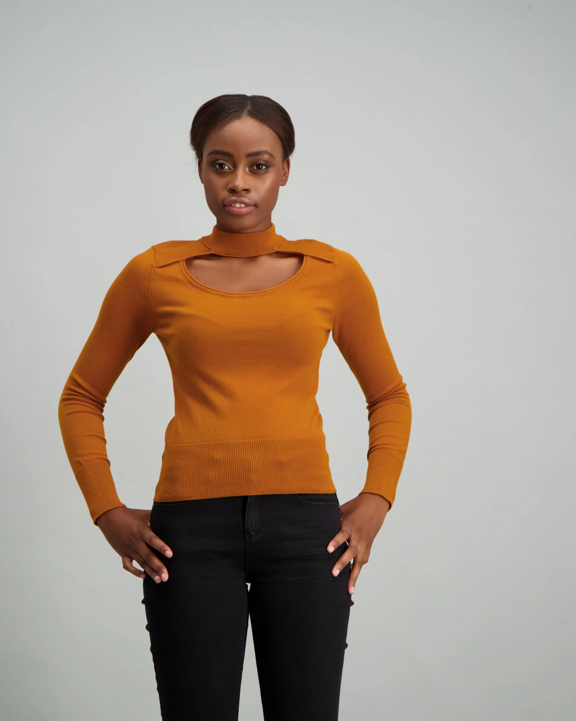 Keyhole Pullover with Button Detail - Mustard
