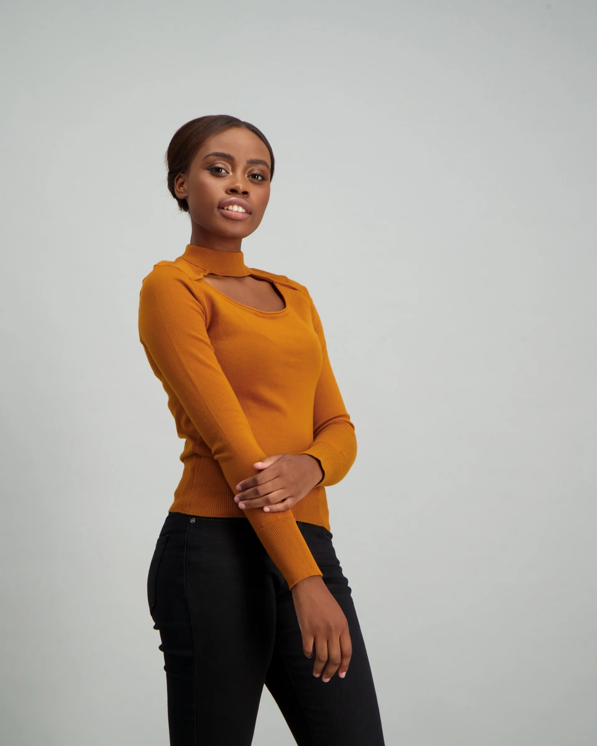 Keyhole Pullover with Button Detail - Mustard - Image 3