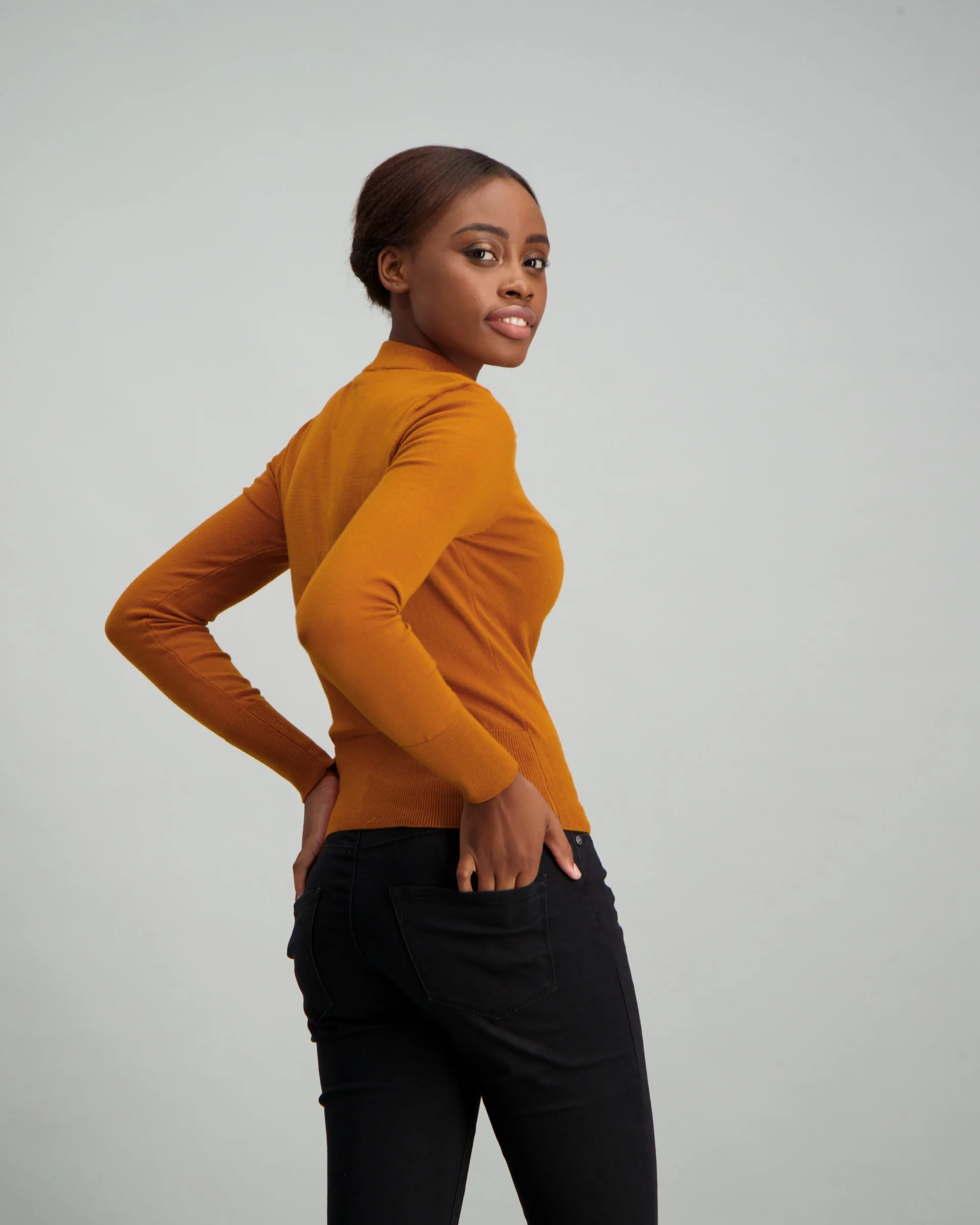 Keyhole Pullover with Button Detail - Mustard - Image 4