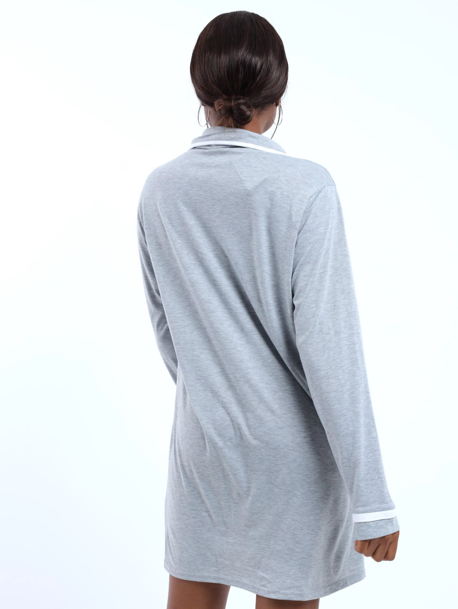Knit Wide Piping Sleep Shirt - Grey Melange - Image 4