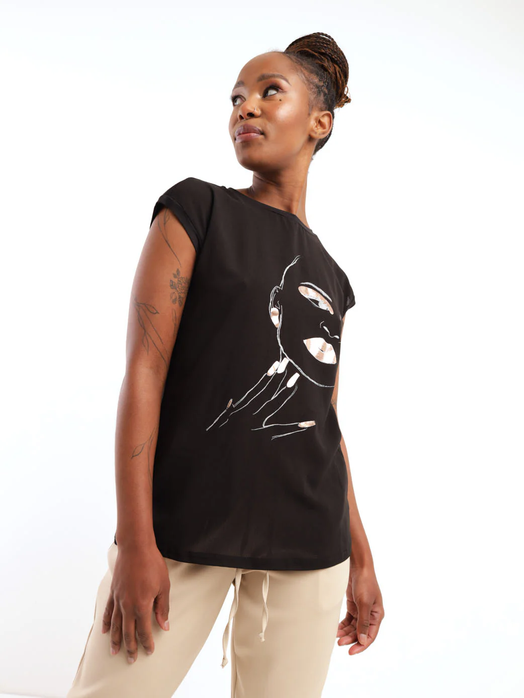 Knit Woven Combo Icon Top - Black