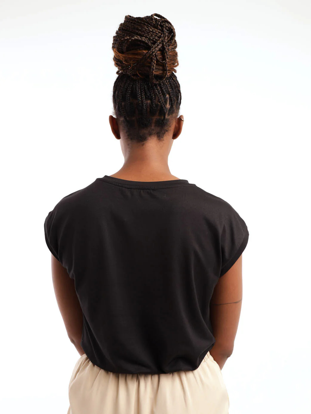 Knit Woven Combo Icon Top - Black - Image 4