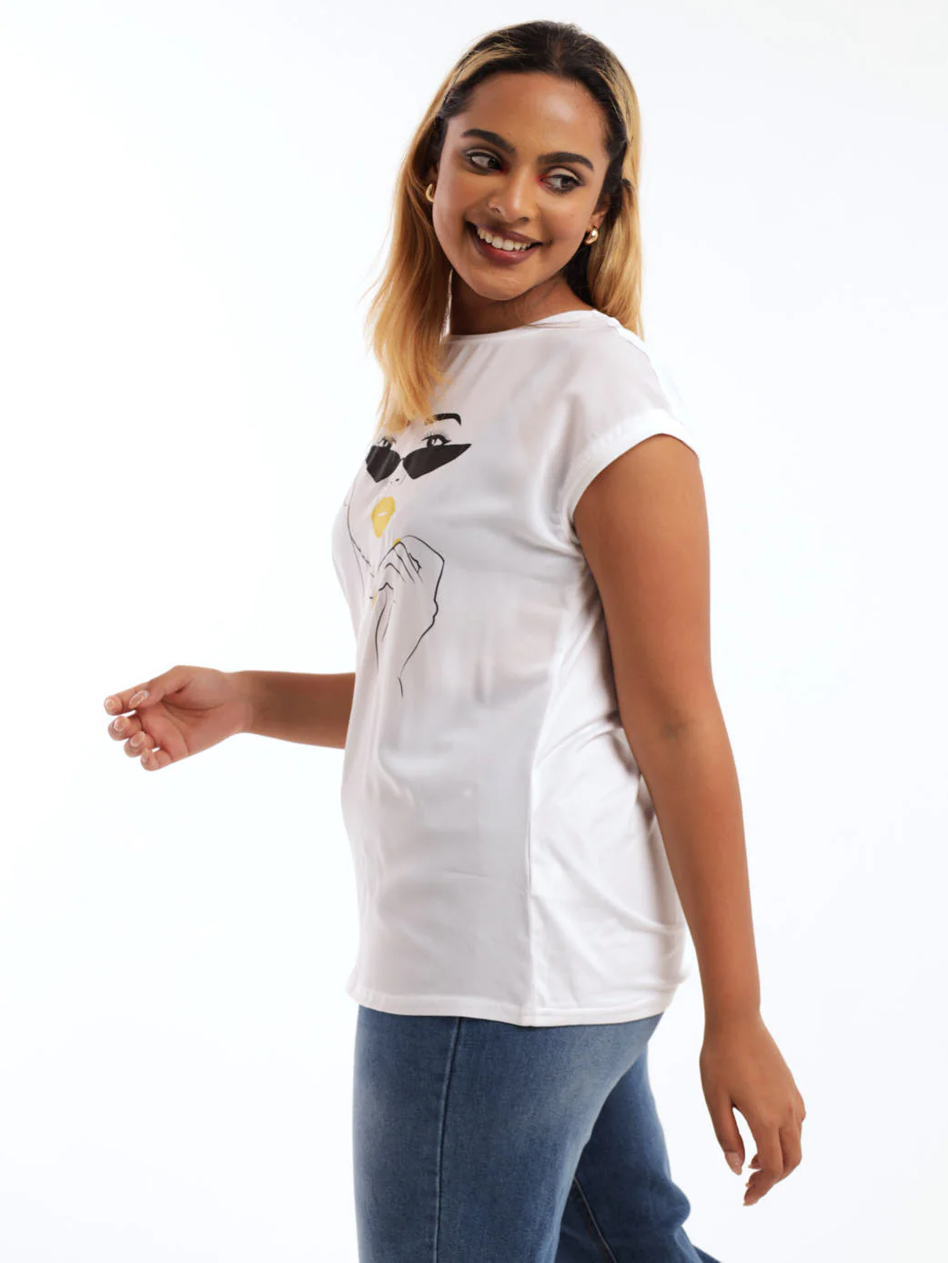 Knit Woven Combo Icon Top - White - Image 2