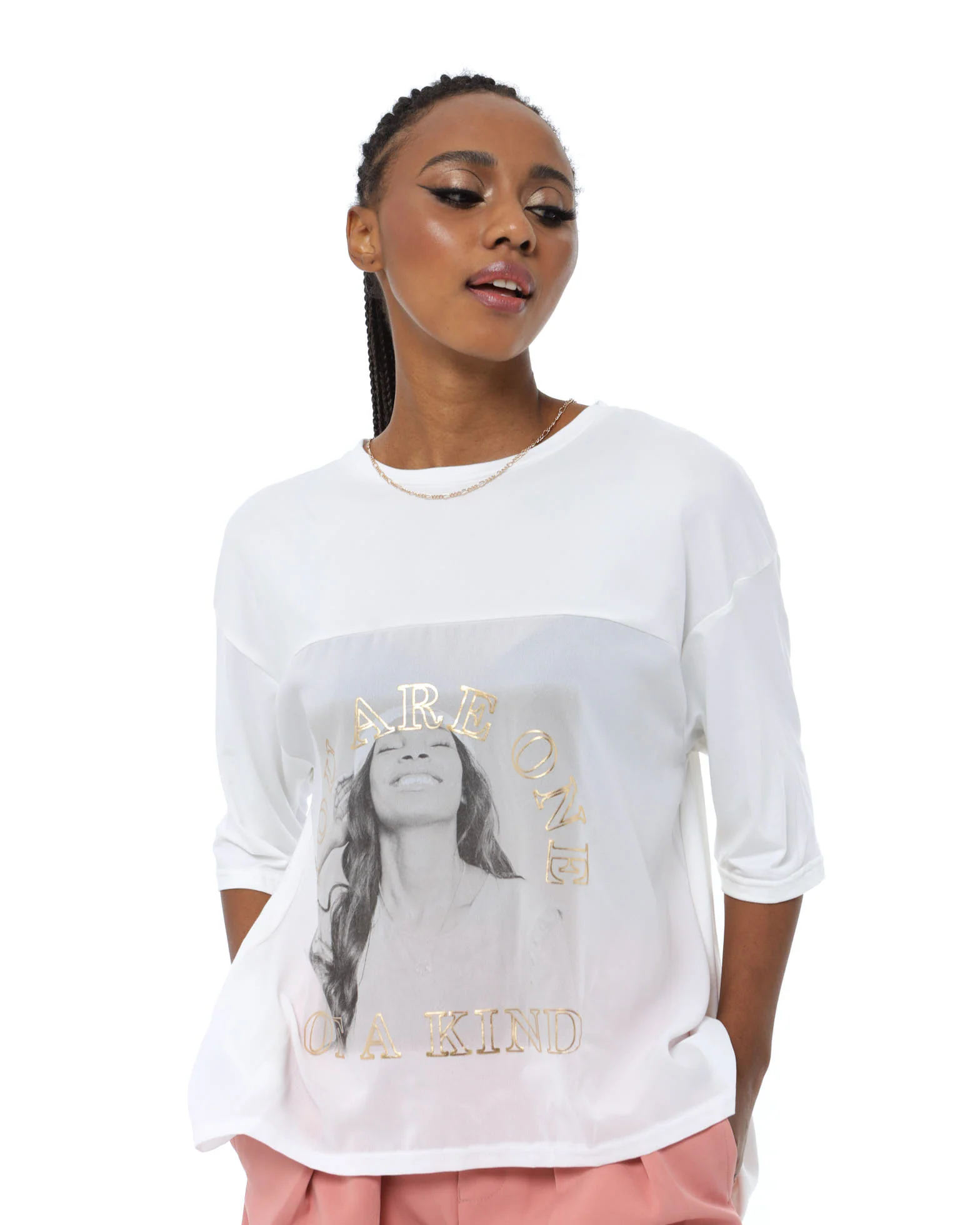 Knit Woven Combo Top - White