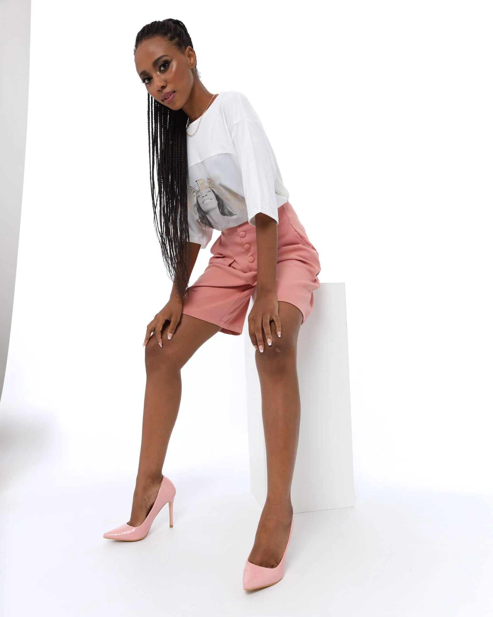 Knit Woven Combo Top - White - Image 2