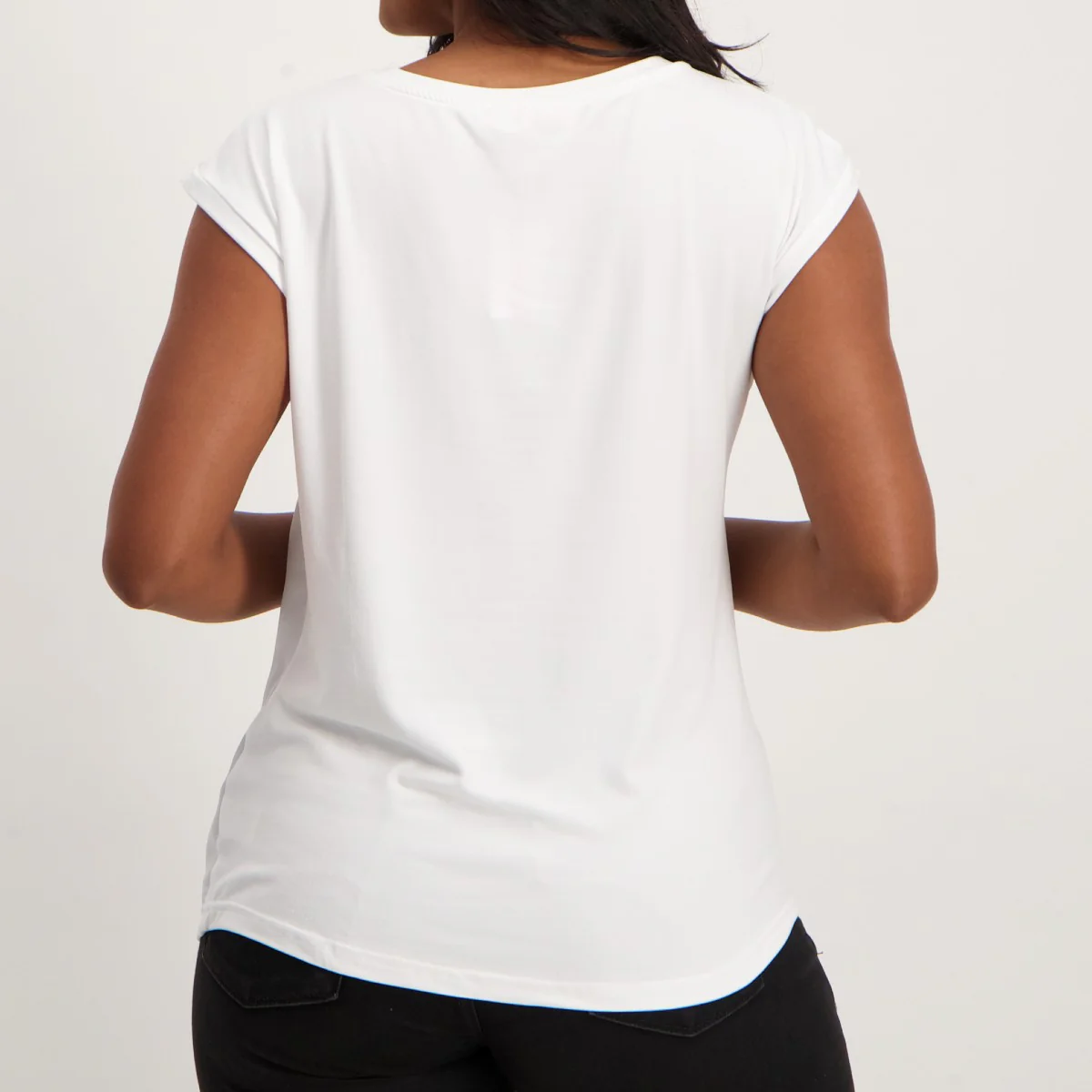 Knit Woven Lips Tee - White - Image 4