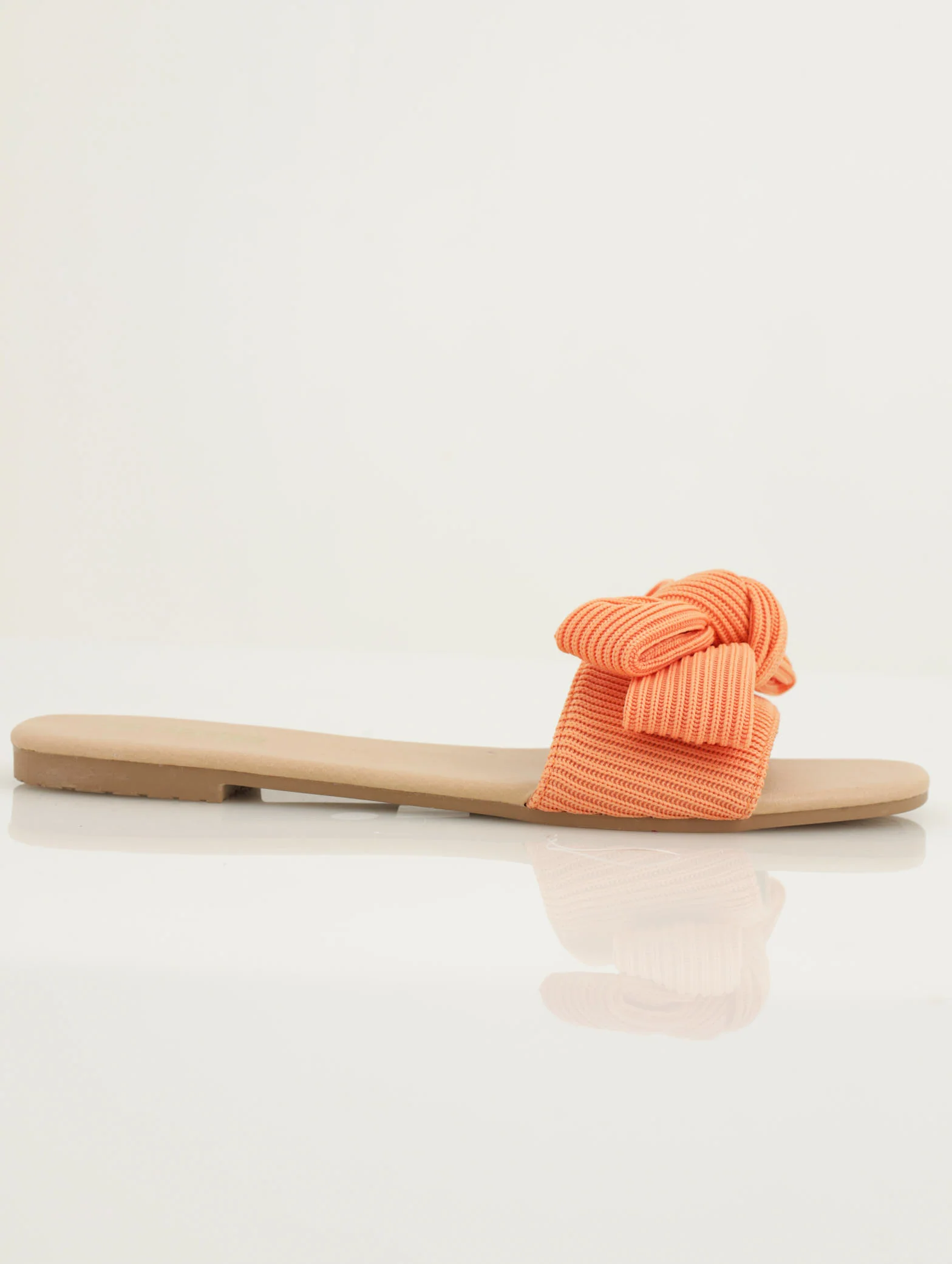 Knitted Bow Mule Sandal - Orange - Image 2