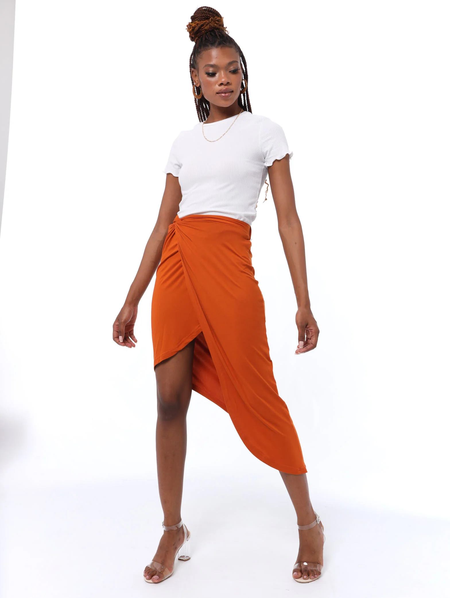 Knot Waist Maxi Skirt - Tan - Image 2