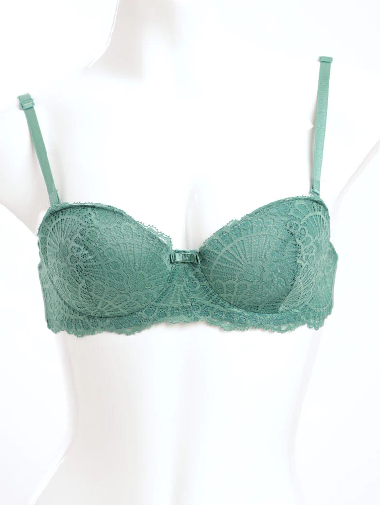 Lace Balconette Bra - Light Green