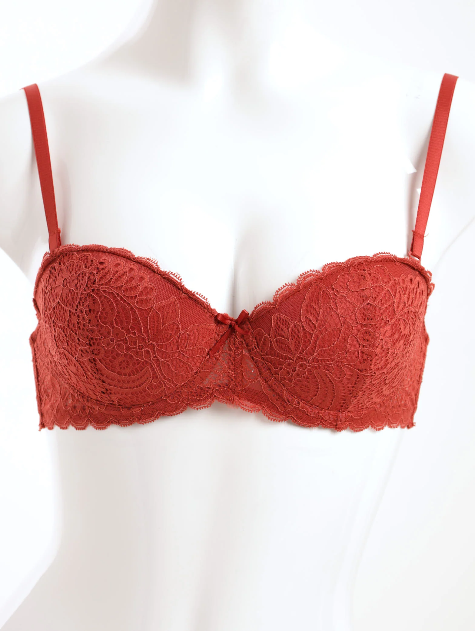 Lace Balconette Bra - Rust