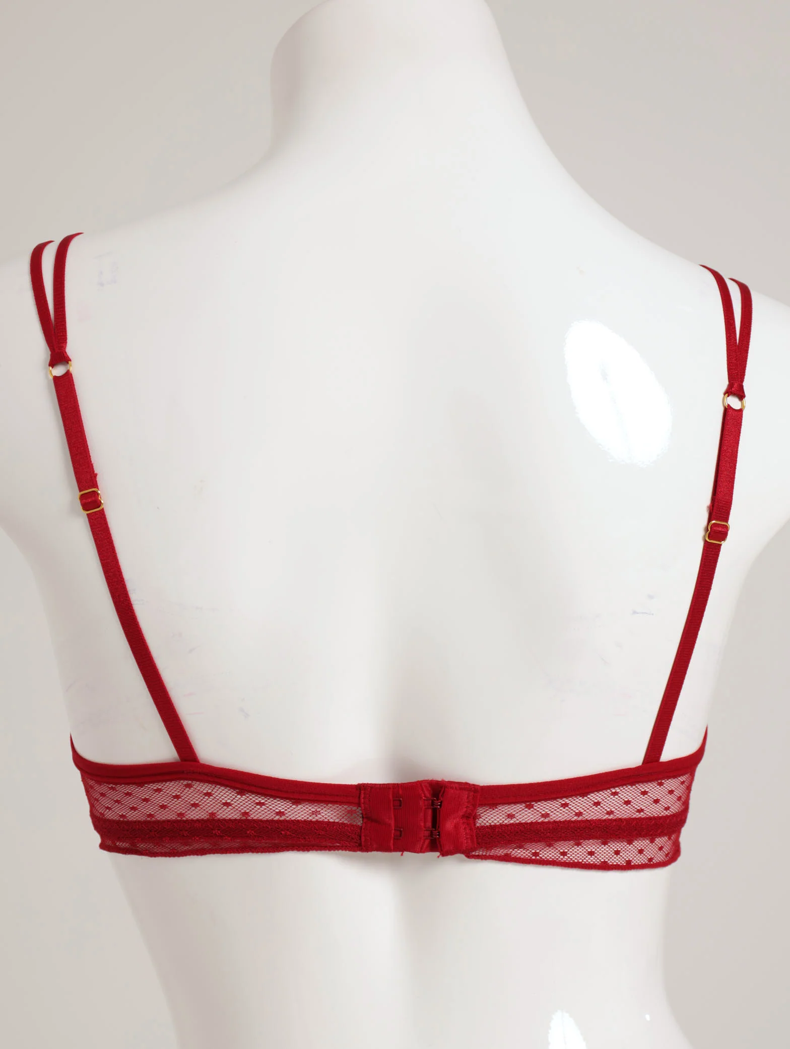Lace/Dobby Soft Cup Bra - Red - Image 2