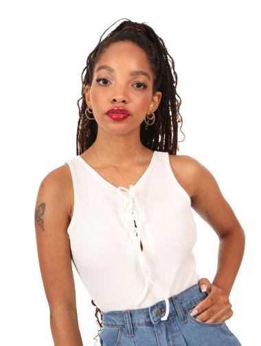 Lace Front Bodysuit - White