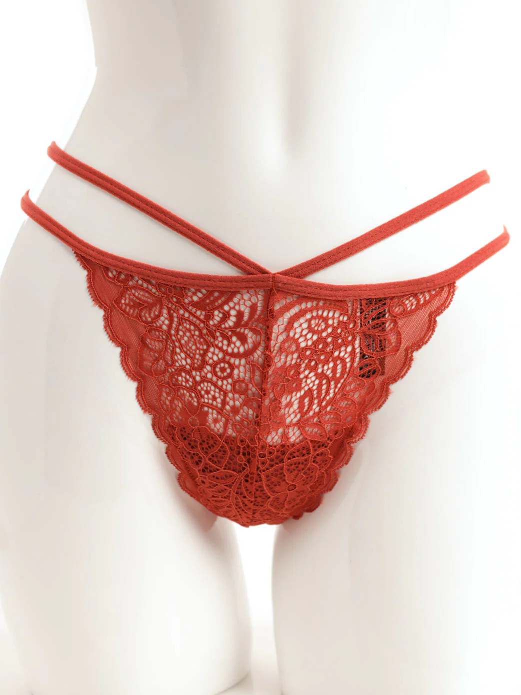 Lace T-String Panty - Rust
