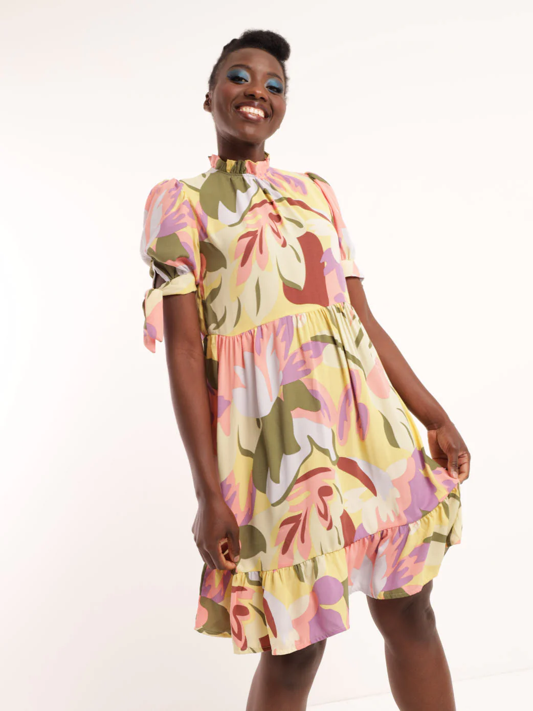 Large Floral Puff Sleeve Dress