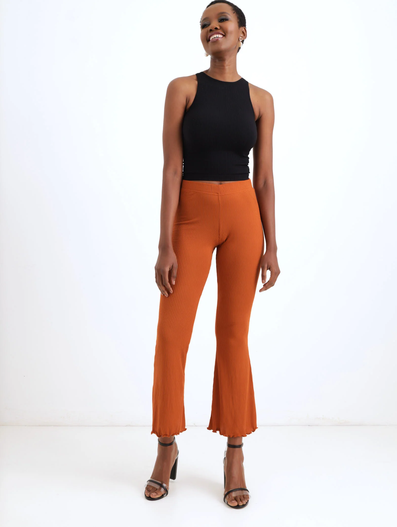 Lettuce Edge Bootleg Rib Pant - Rust - Image 2